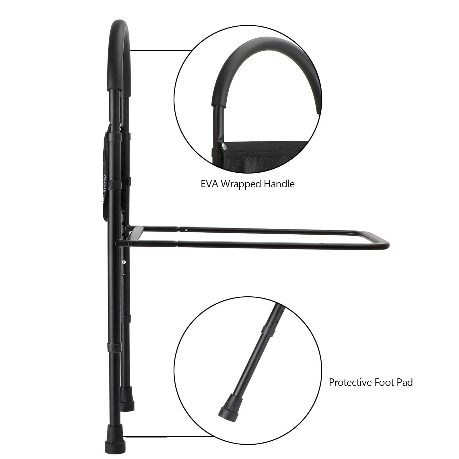 Bed Rail Mobility Aid Guard Adjustable Assist Rail Grab Bar For Senior/Disabled