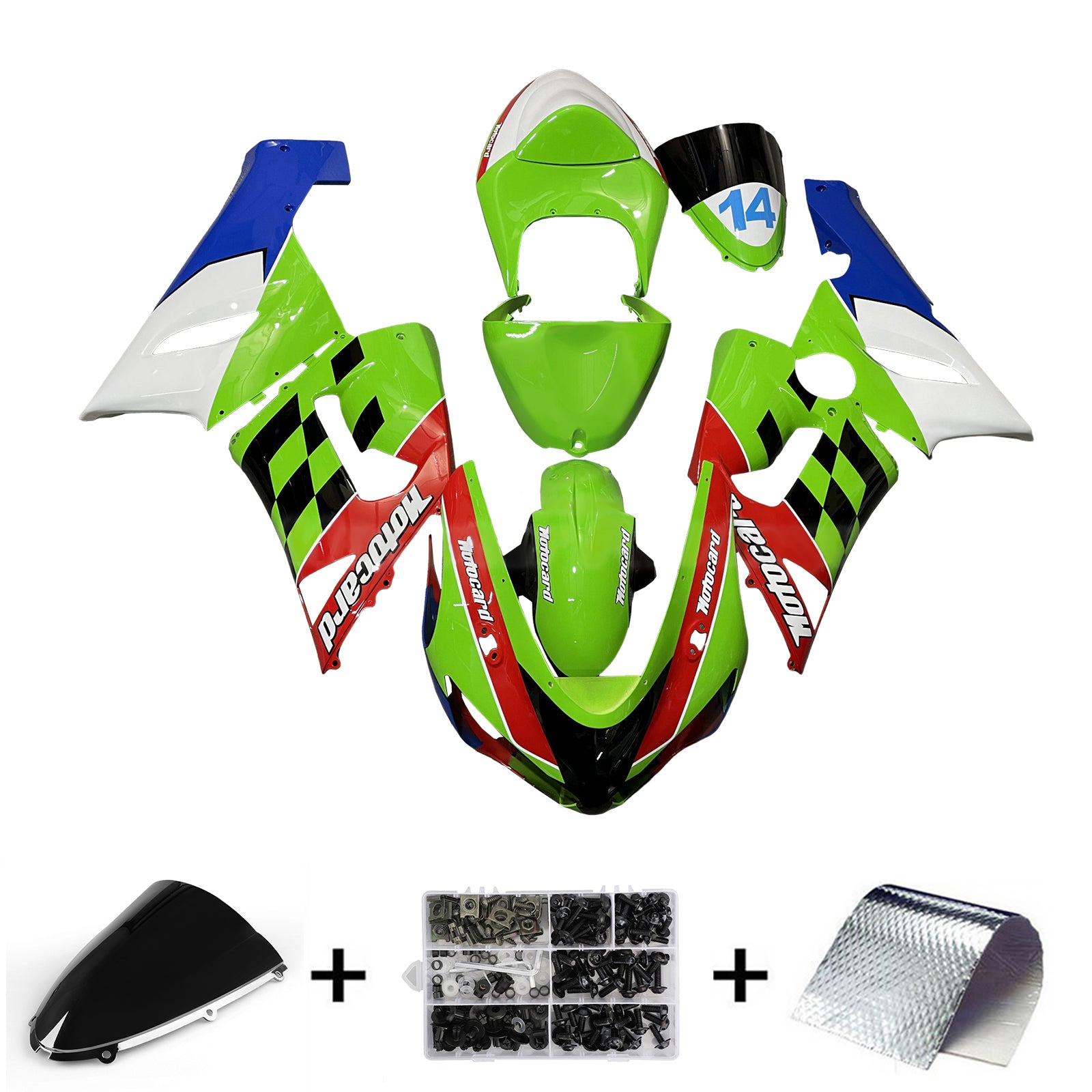 Injeksjon Fairing Kit Bodywork Plast Abs Fit for Kawasaki ZX6R 636 2005-2006