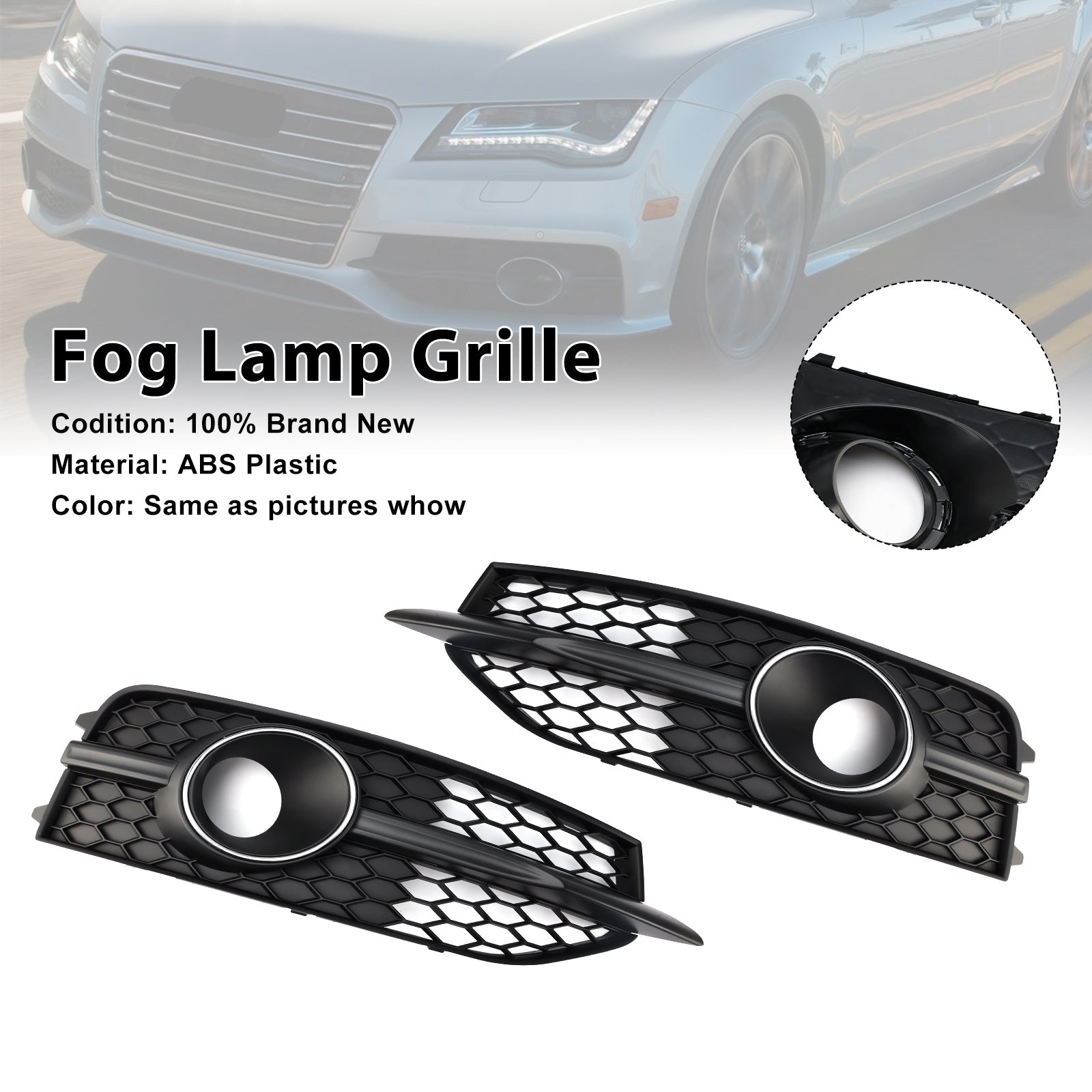 2012-2015 Audi A7 S-Line S7 Svart främre stötfångare Dimljus Grillskyddsram