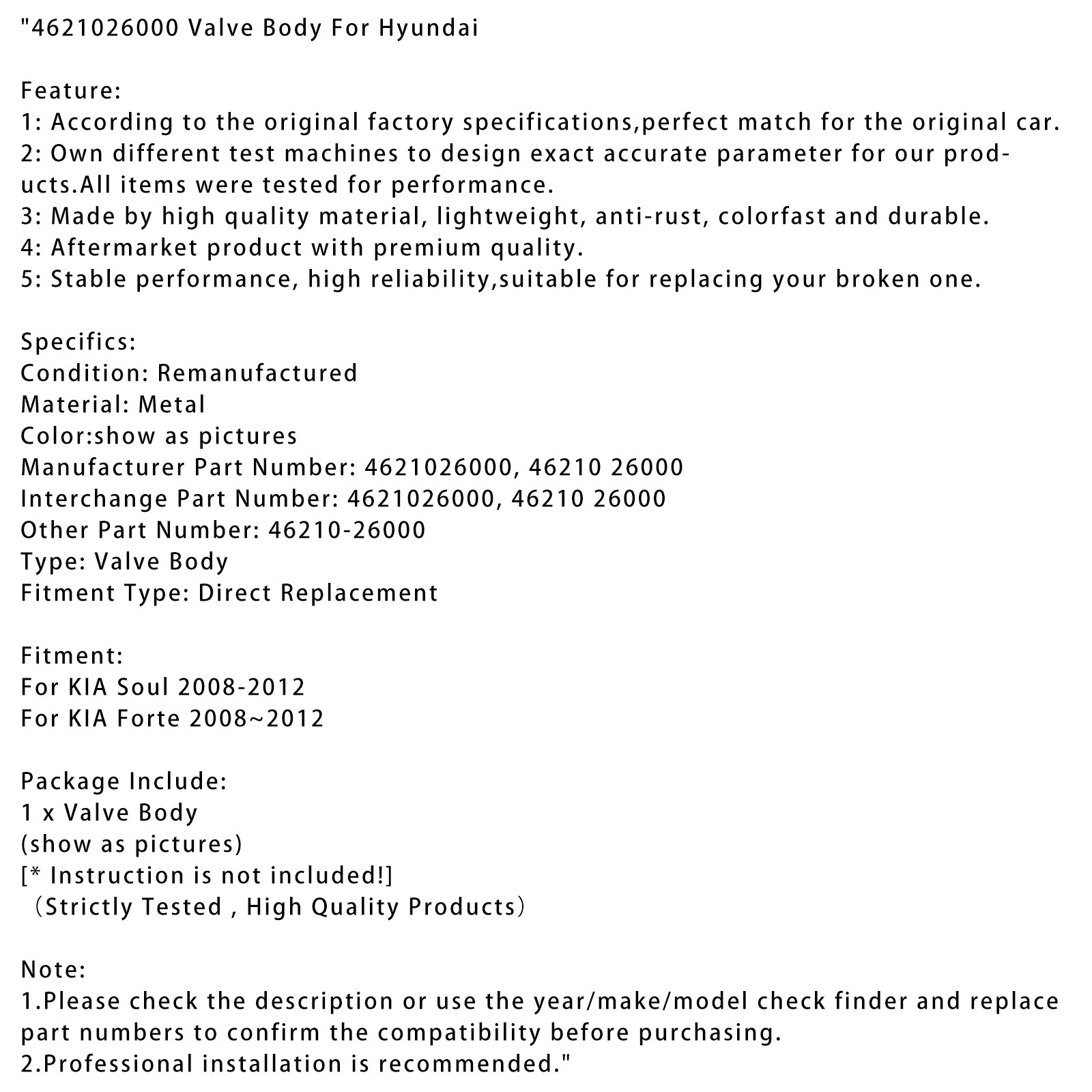 2008-2012 KIA Zielkleplichaam 4621026000 46210-26000 46210 26000