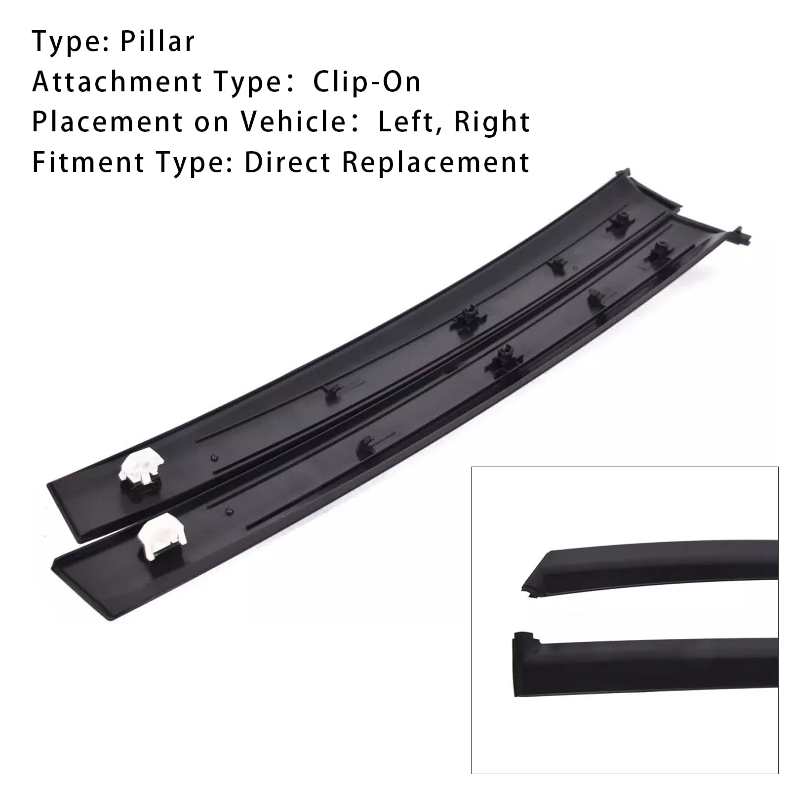 1992-1995 Honda Civic 2/3 door coupe and hatchback Left&Right Door Garnish Trim Pillar Sash Set SLJ-1173A-BK