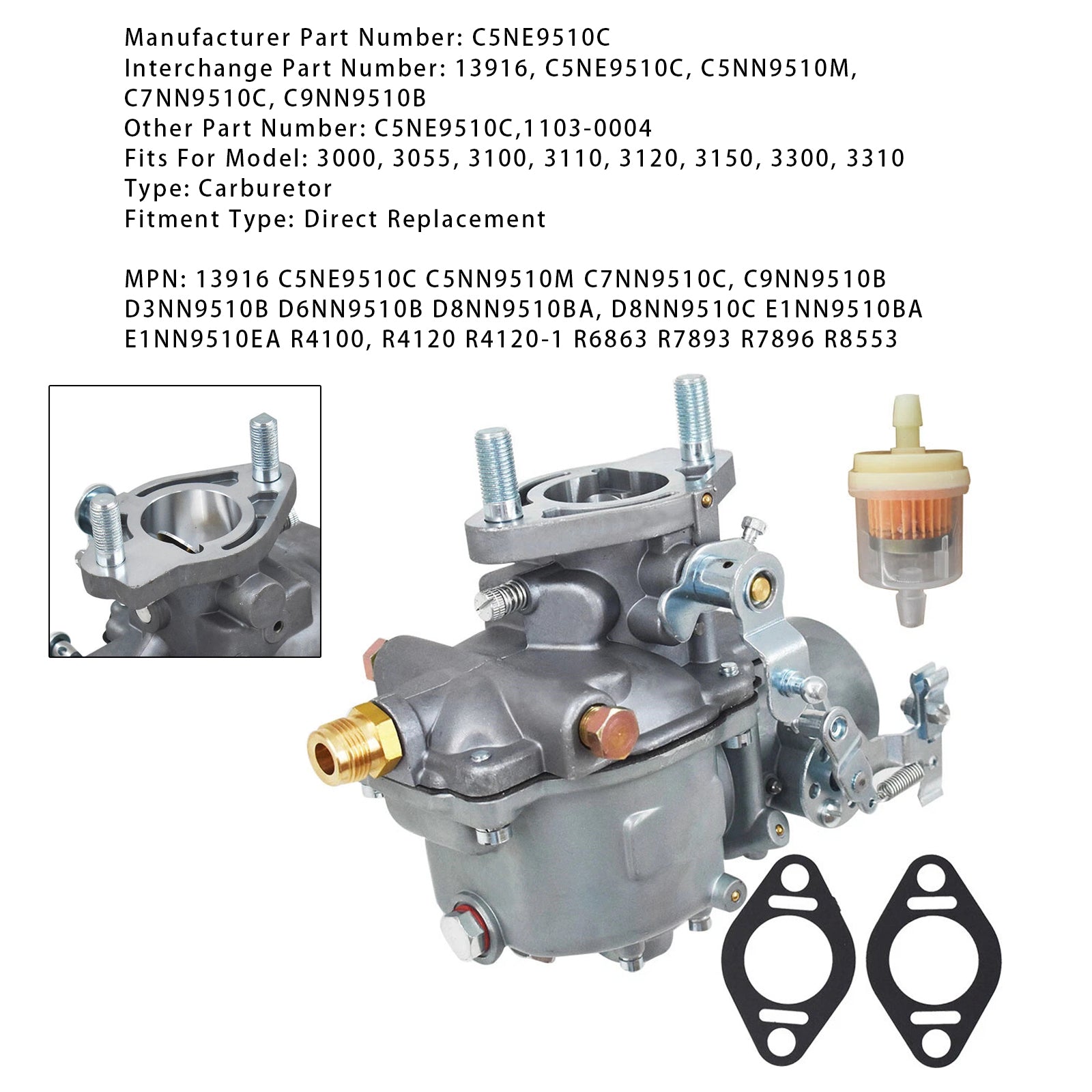 Karburátor C5NE9510C pre Ford 3000 3100 3300 3400 3500 Traktor 13916