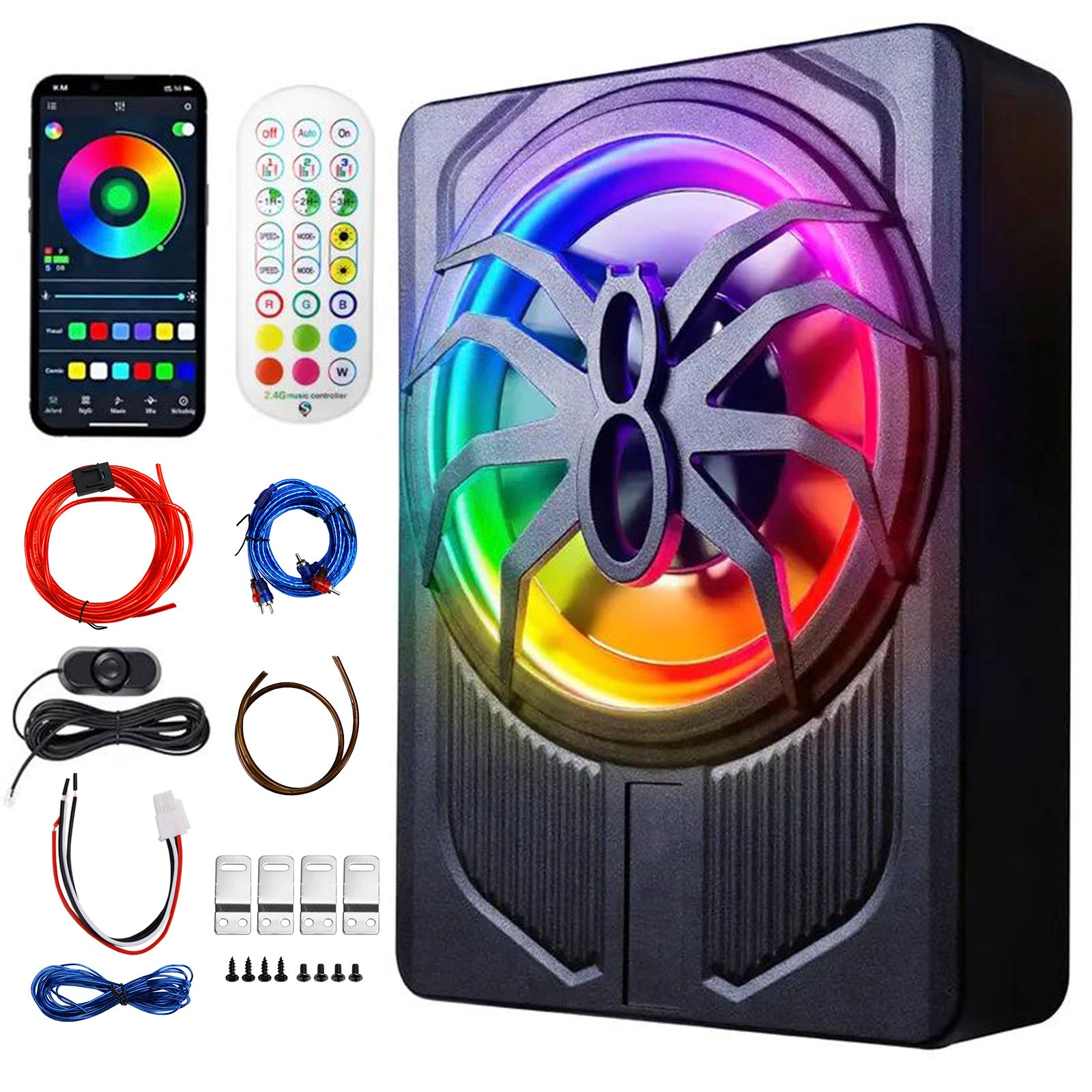 1200W Car Subwoofer 10" 12V Slim Under Seat Powered Car Subwoofer for Car Truck