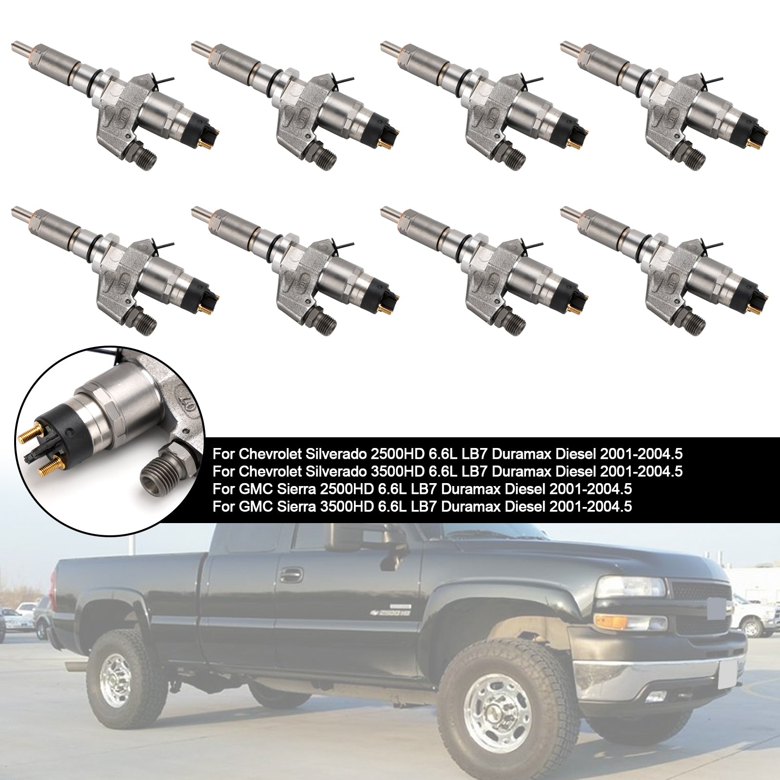 Injecteurs de carburant 0445120008, 8 pièces, adaptés à Duramax, Chevy Silverado 2001 – 2004.5
