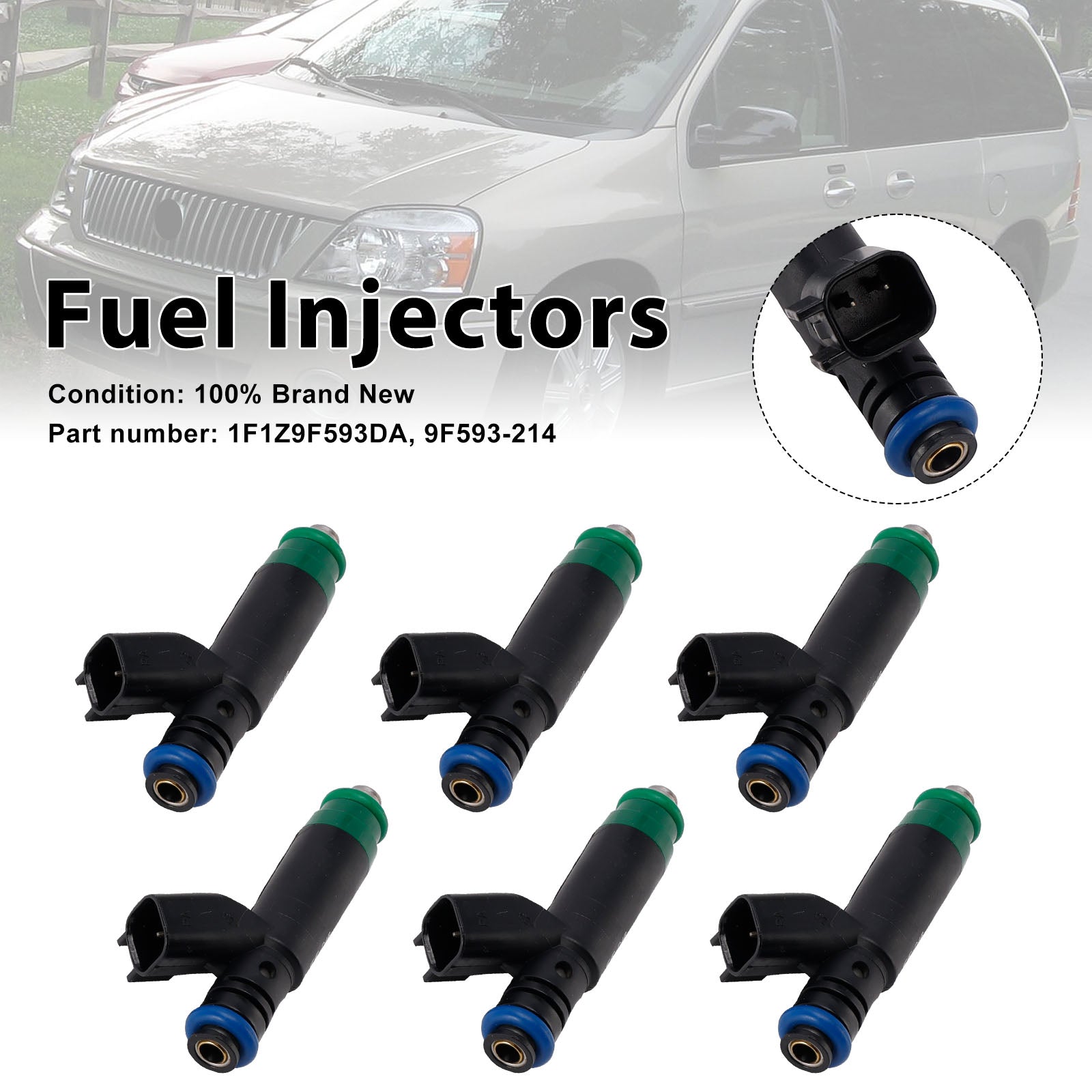 6PC 1F1Z9F593DA Fuel Injectors 9F593-214 For Mercury Monterey Ford Freestar