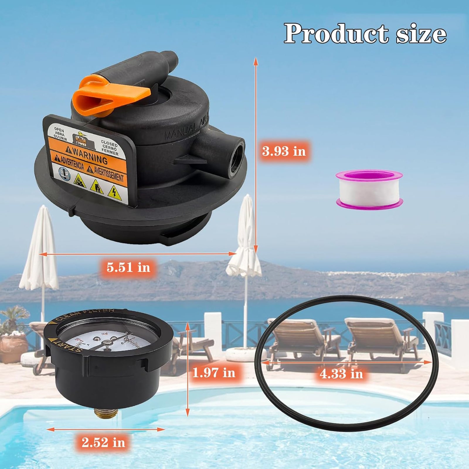 Manuell luftavlastningsenhet DEX2420MAR2 for patronpoolfilter