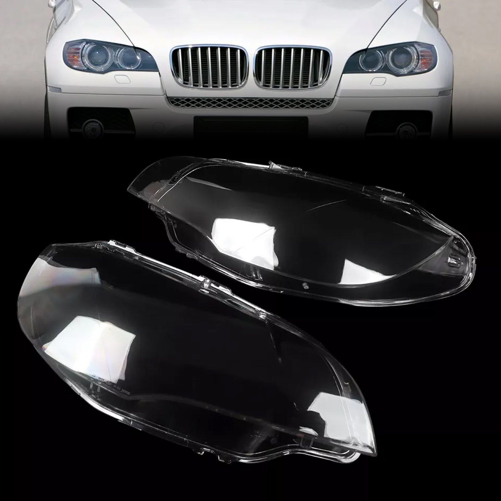 2008-2014 BMW E71 X6 2 uds cubierta de lente de faro transparente faro izquierdo + derecho