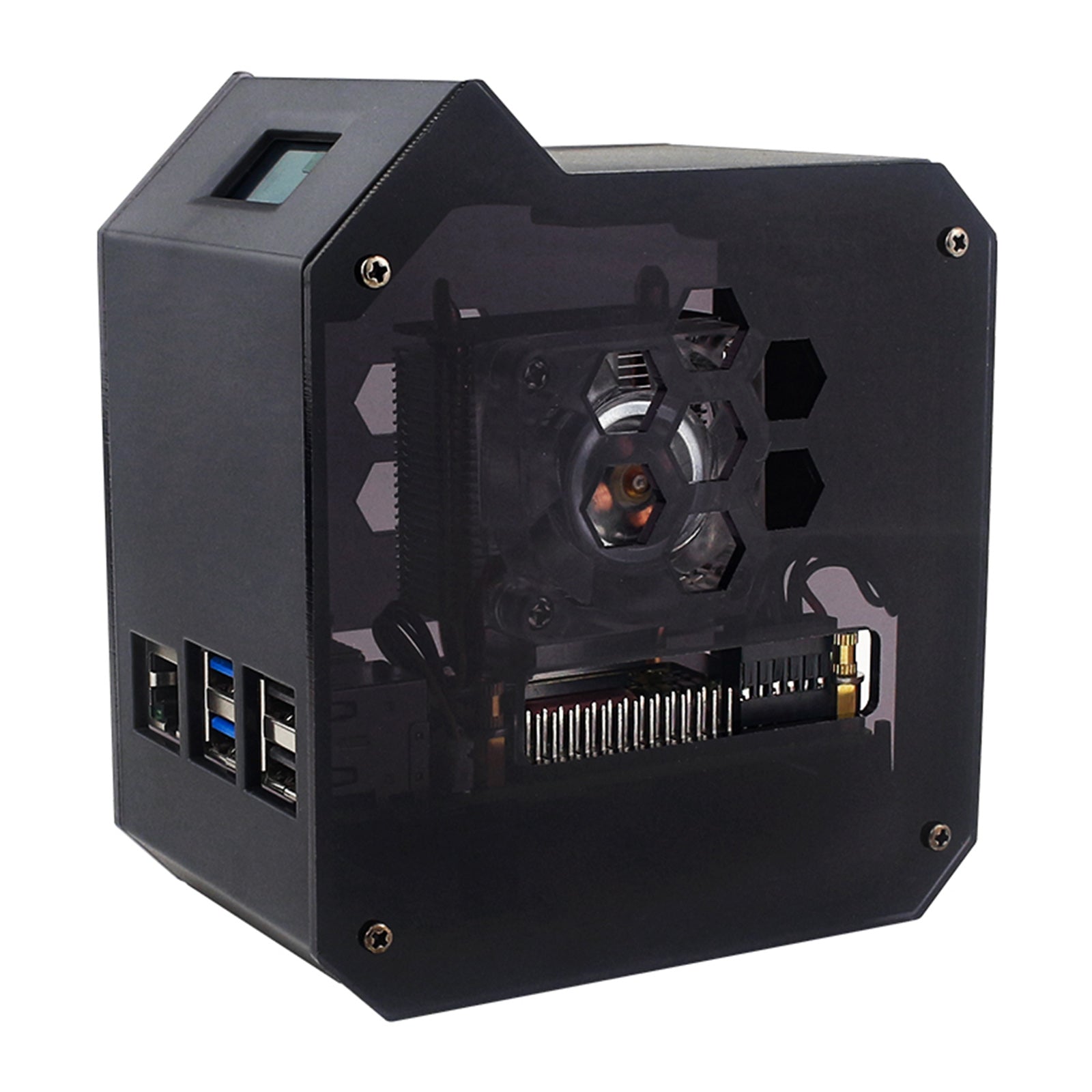 Raspberry Pi 5 Vertikal Tower Fan Set med 0,96 tum OLED SCREEN RADIATOR SCAL