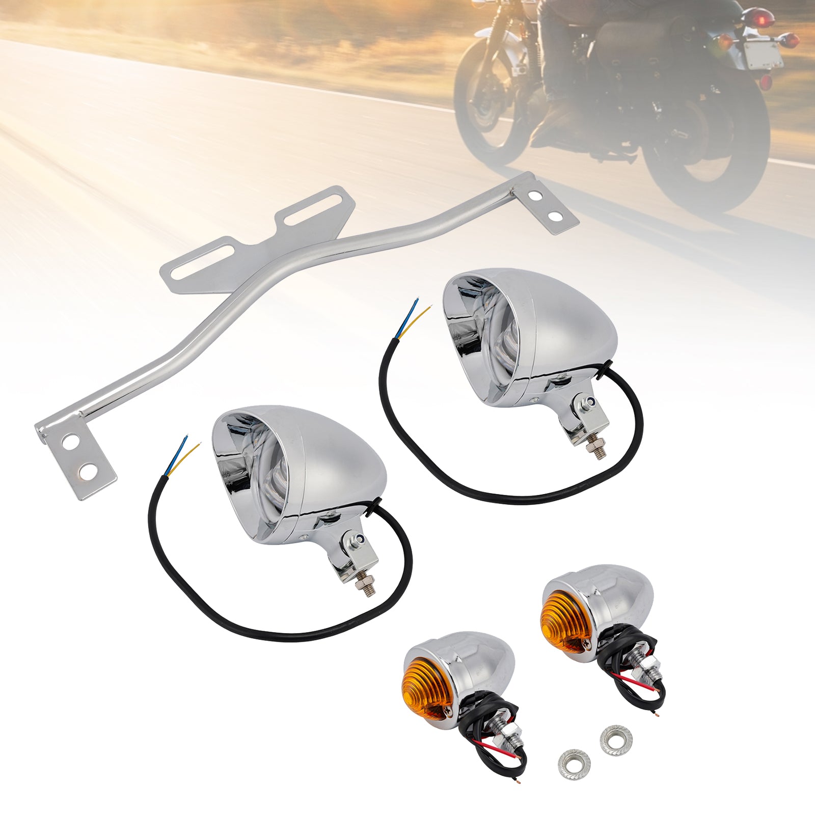 Motorcycle Beam Headlight Fog lampe personnalisée Chrome # D21 pour Racer Bobber Chopper