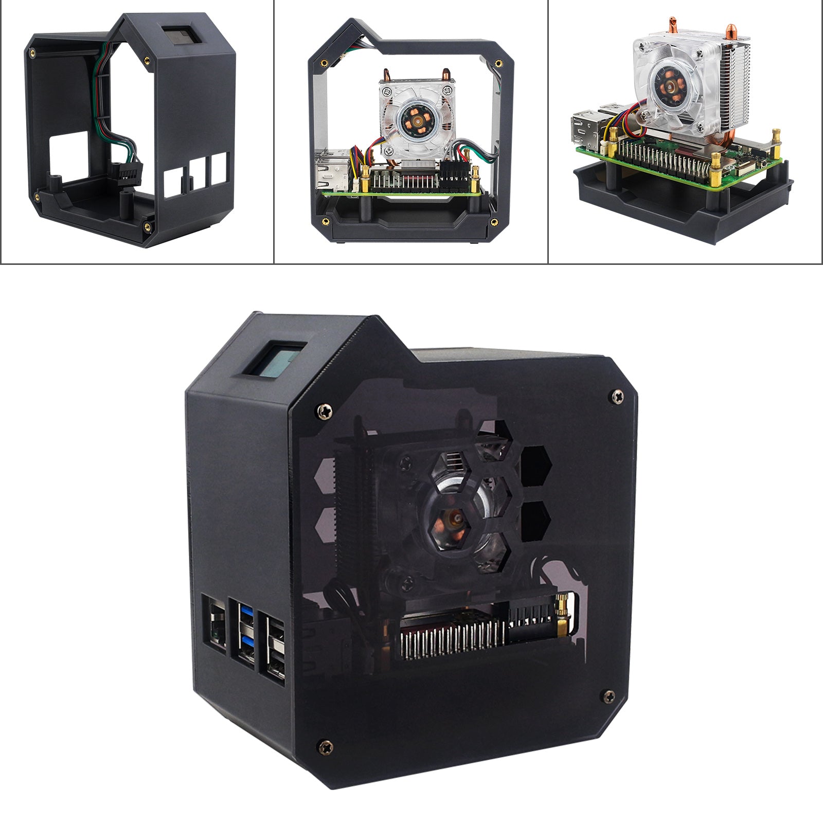 Raspberry Pi 5 Vertikal Tower Fan Set med 0,96 tum OLED SCREEN RADIATOR SCAL