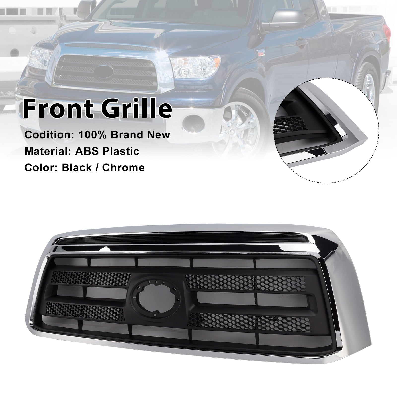 Grille de pare-chocs avant chromé noir mat Toyota Tundra 2006-2009