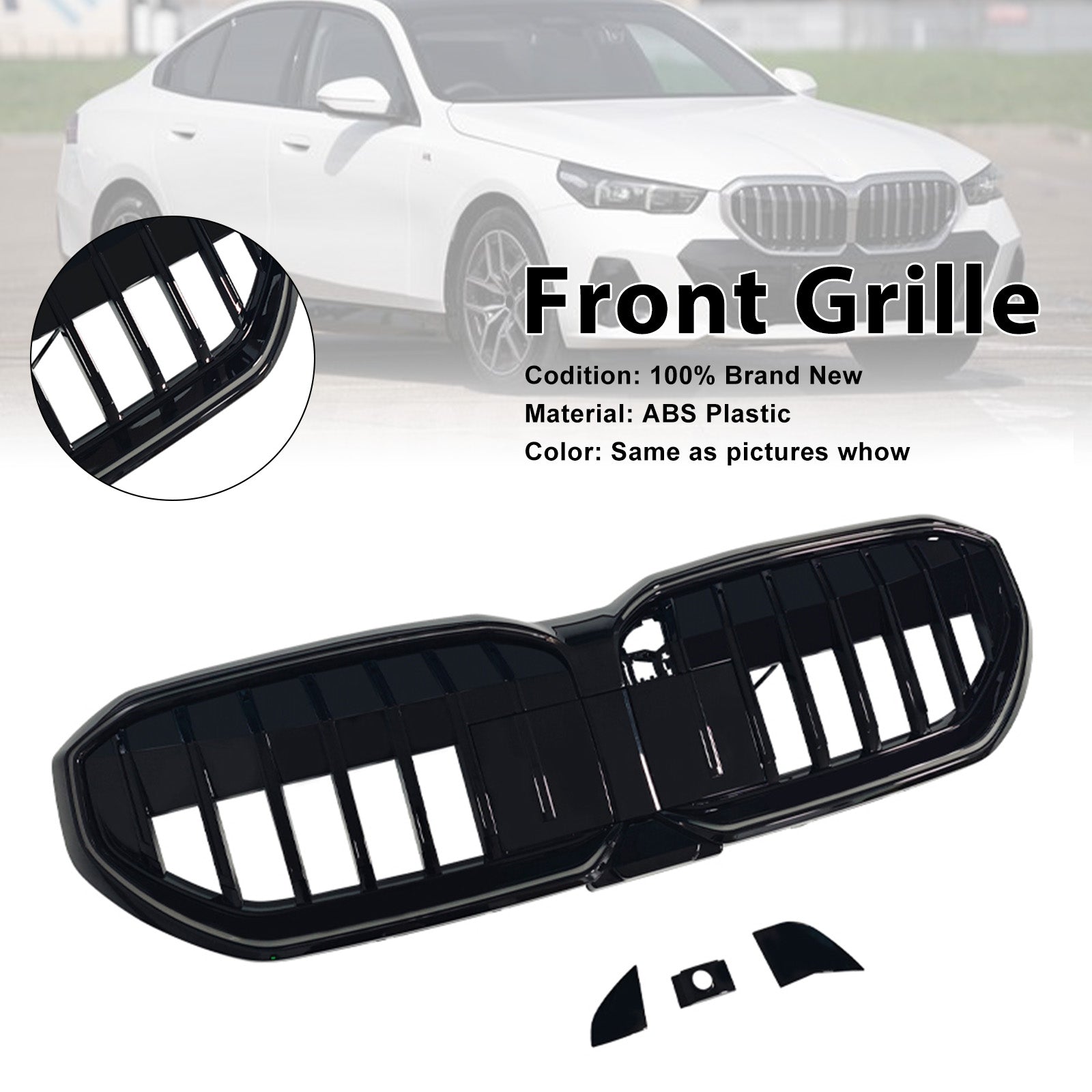 Single Slat Front Bumper Grille Grill Fit BMW 5 Series I5 G60 G61 G68 2024+