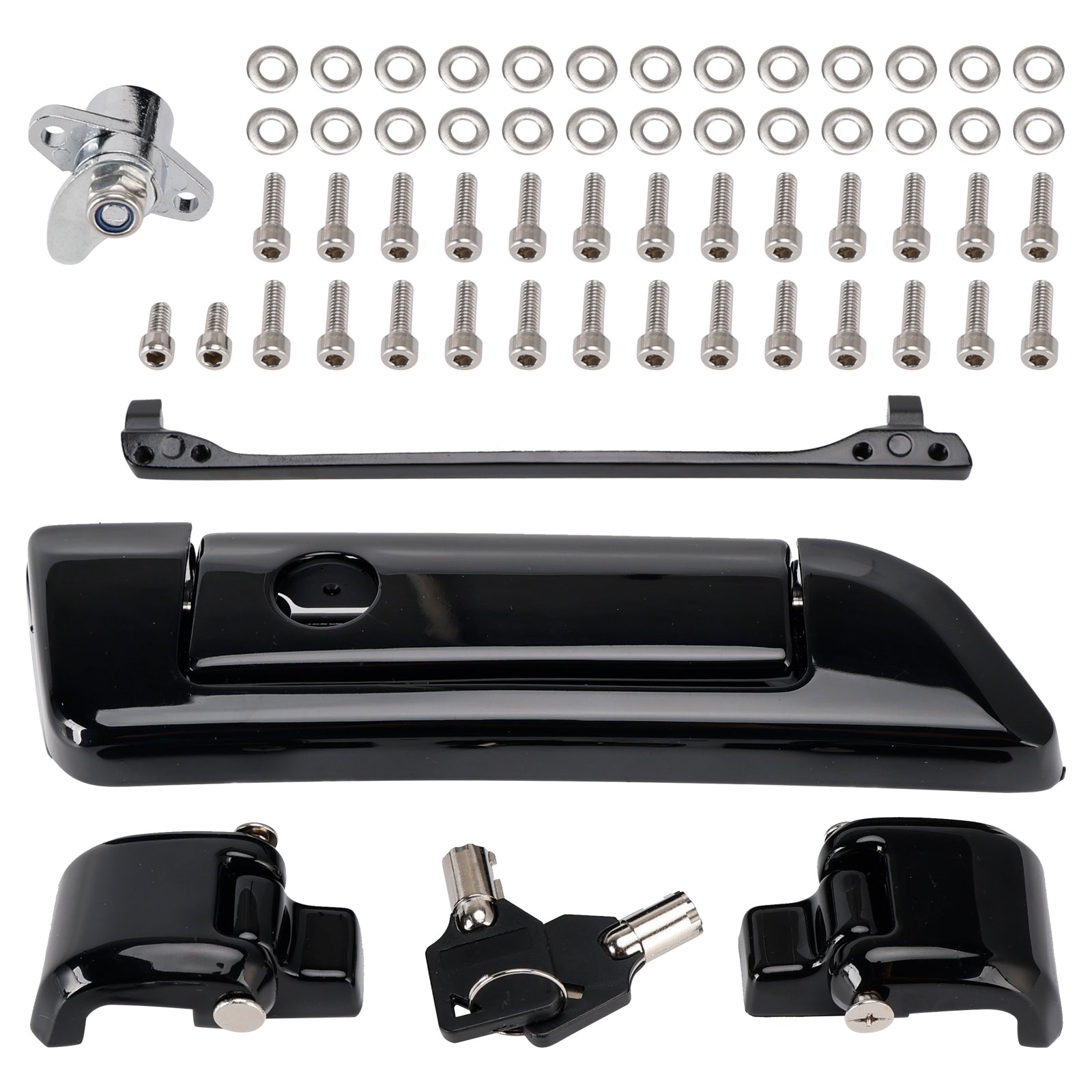 Black Hinges and Latch Kit For Touring Road King Electra Street Glide 2014-2023