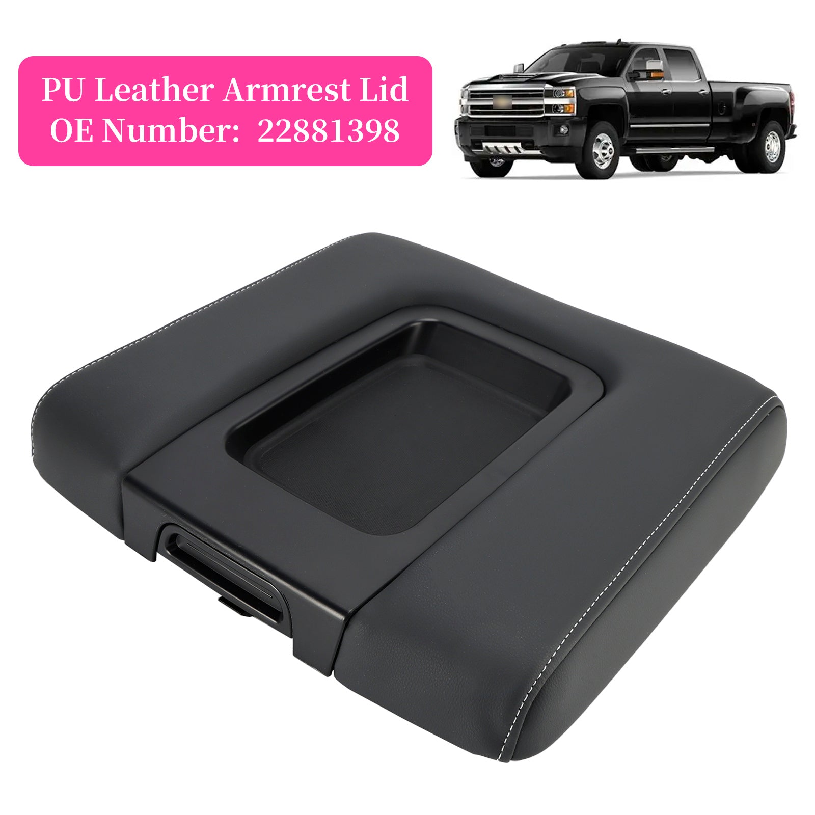 Armstödslock av PU läder 22881398 För Chevy Silverado 1500 2500 3500 2015-2019