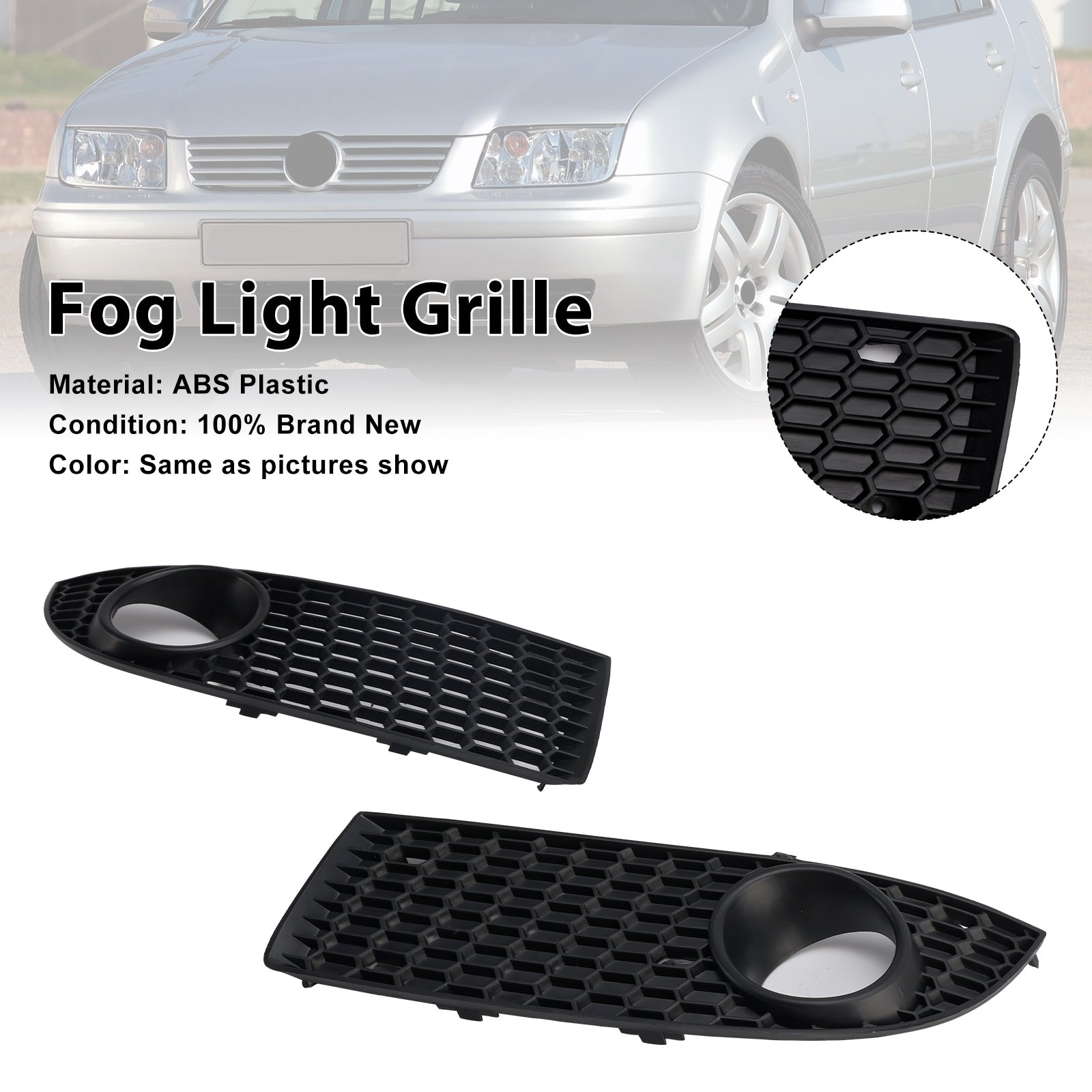 2005-2007 Volkswagen Bora Black Front Honeycomb Fog Light Grille Cover