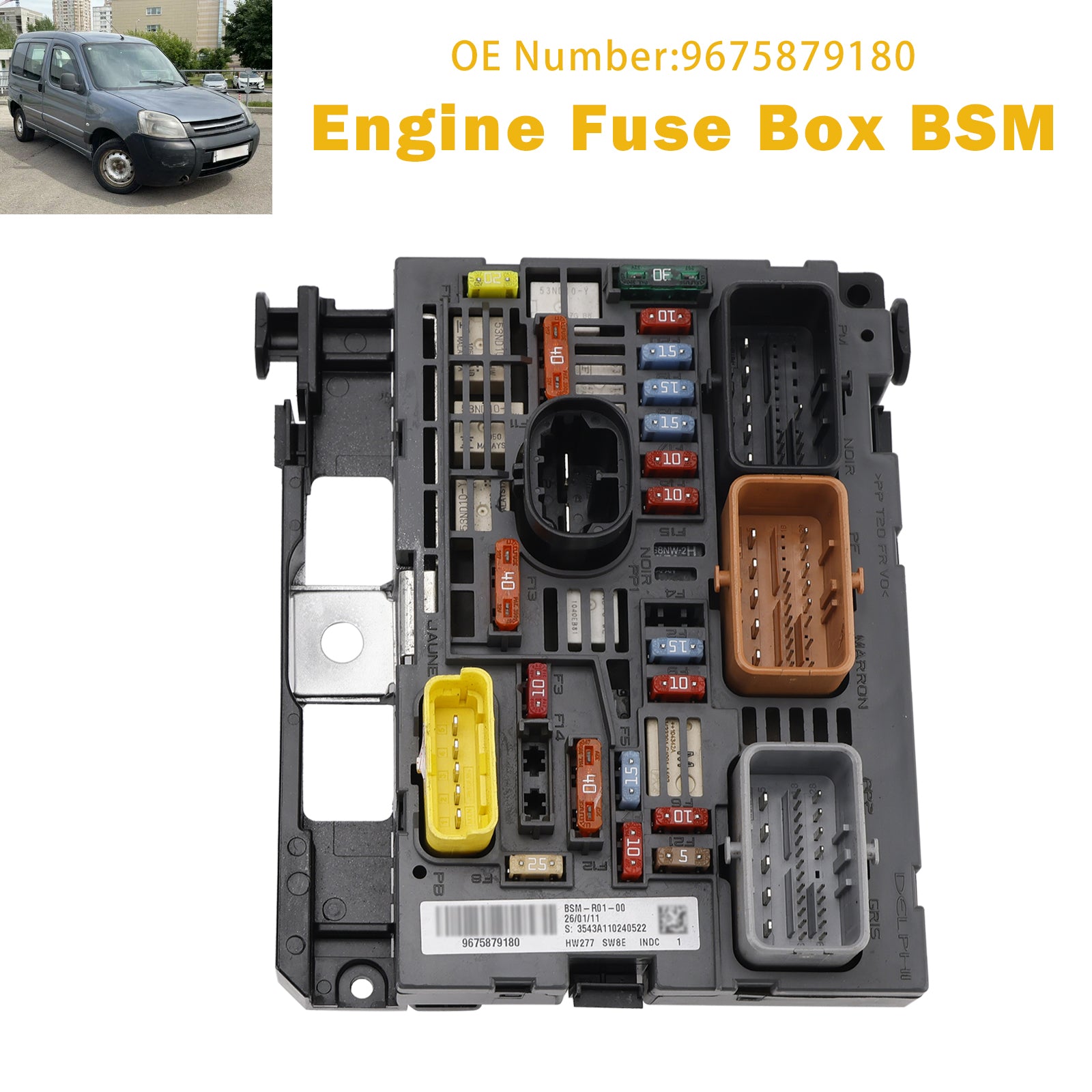 Engine Fuse Box BSM 9675879180 For Peugeot Partner Citroen Berlingo