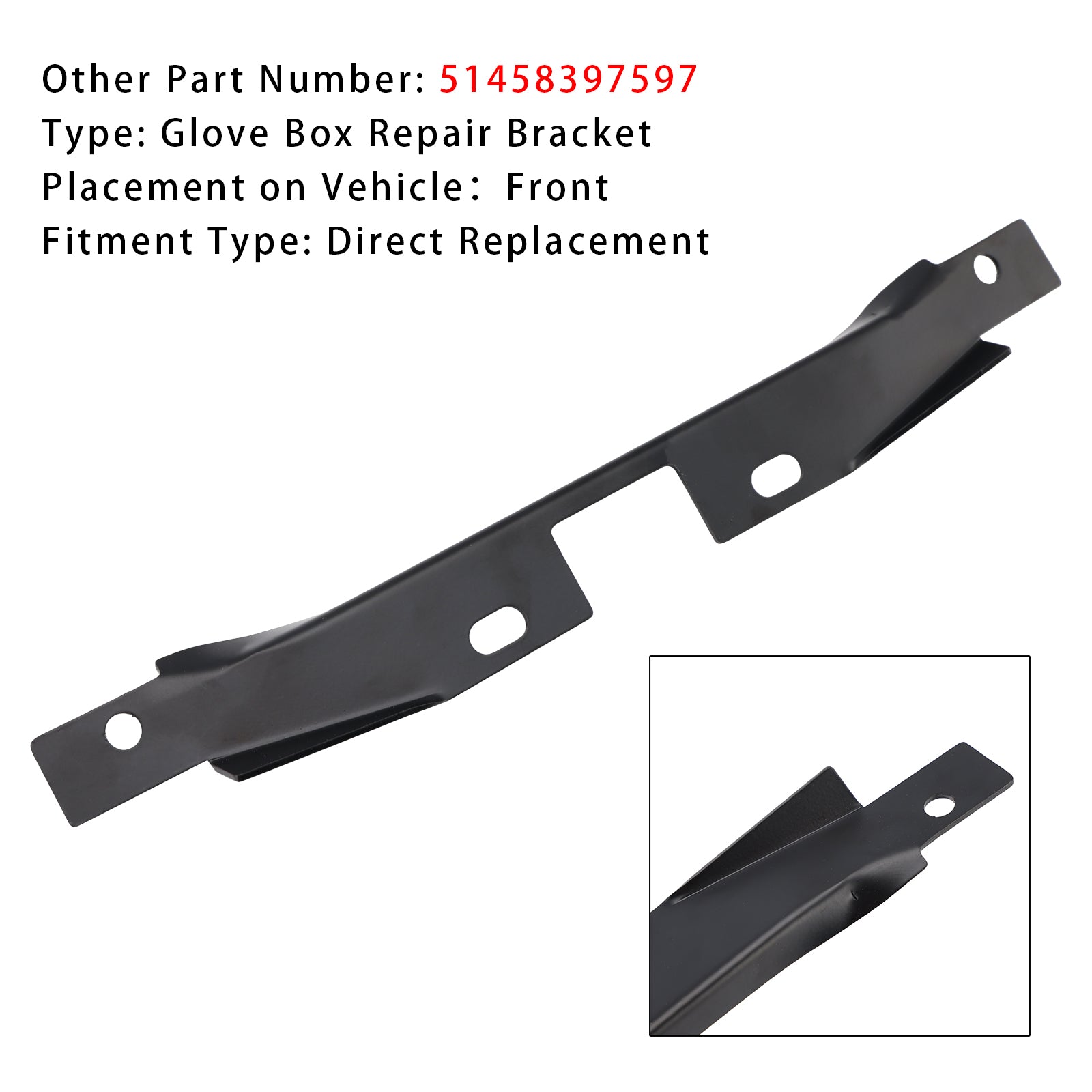 1996-2002 BMW Z3 SERIES S52 S54 M52 M54 M44 Glove Box Repair Bracket 51458397597