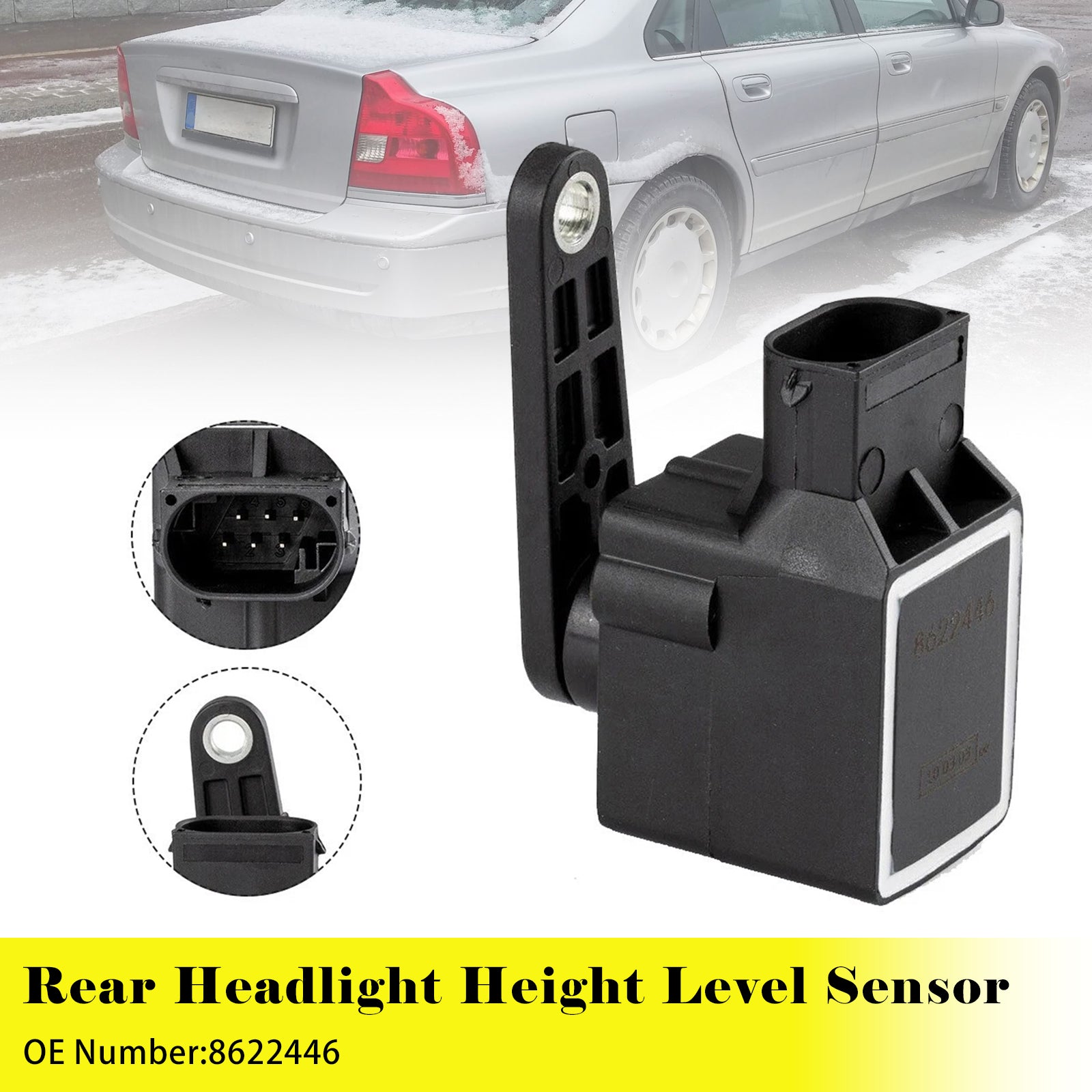 Rear Headlight Height Level Sensor 6 Pins 8622446 For Volvo S60 S80 V70 XC90