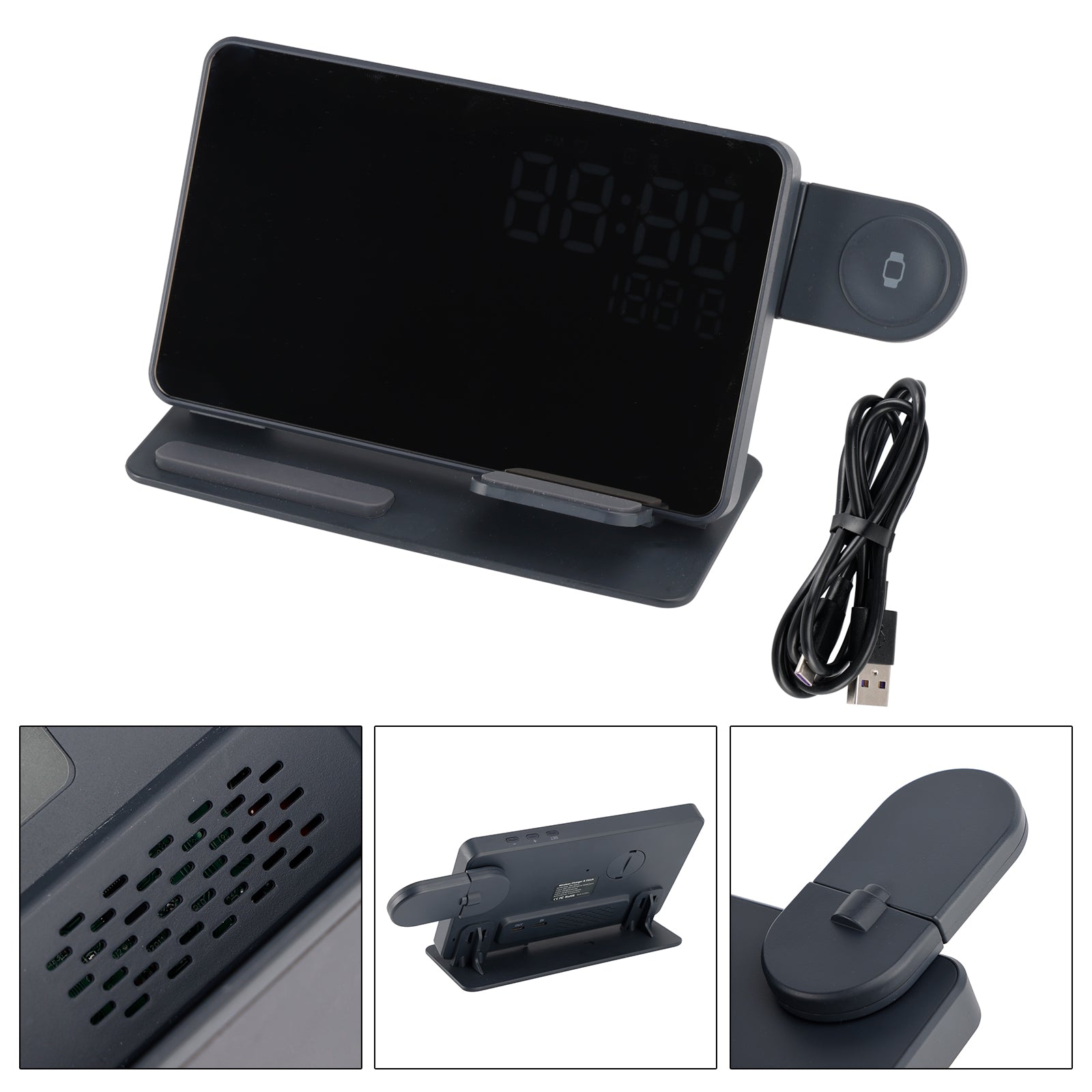 6-in-1 Wireless Charging Station Charger Clock for iPhone 17 16 15 Apple Watch