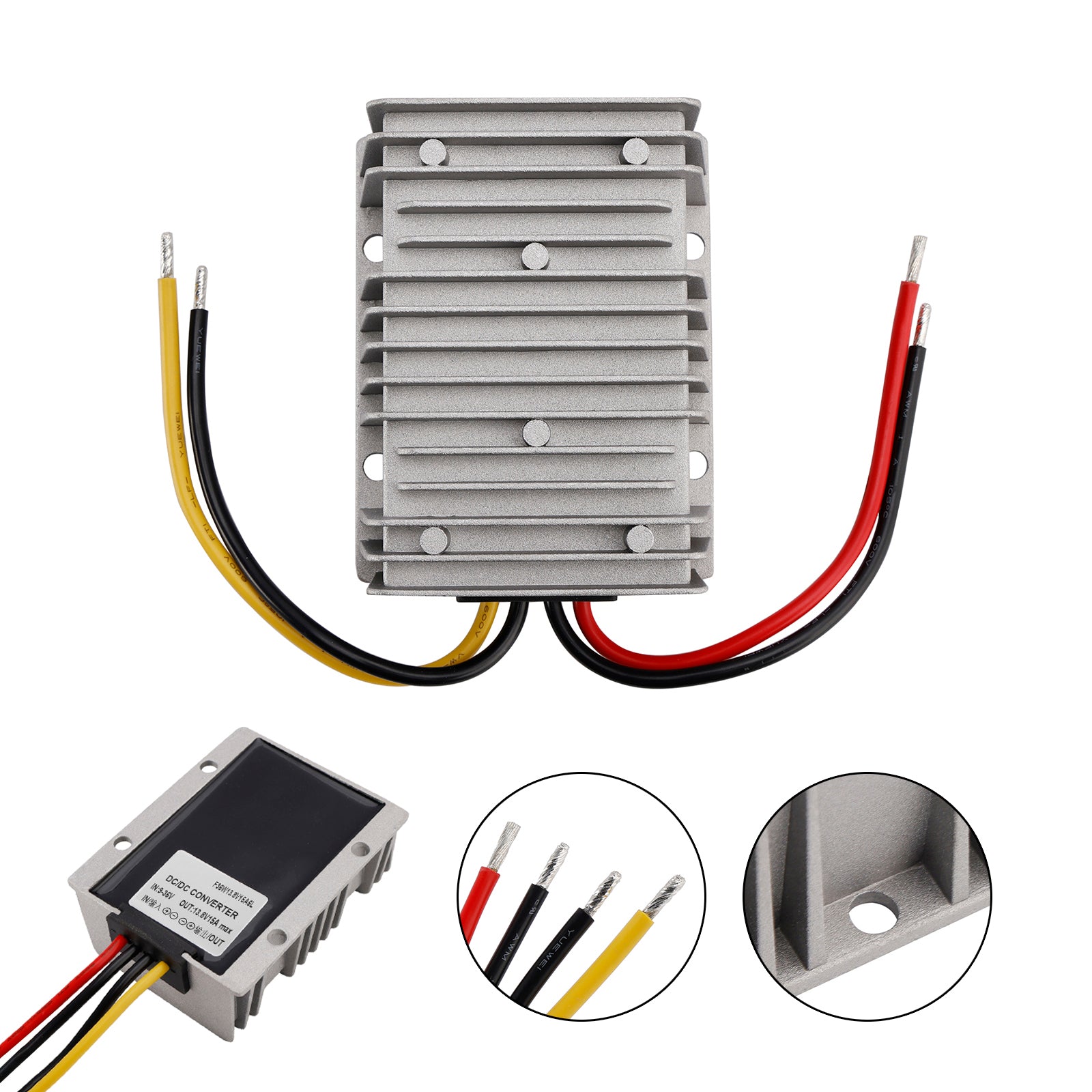 Impermeável DC 9-36V para CC 13.8V 15A Regulador de fonte de alimentação de estabilizador de tensão 15A