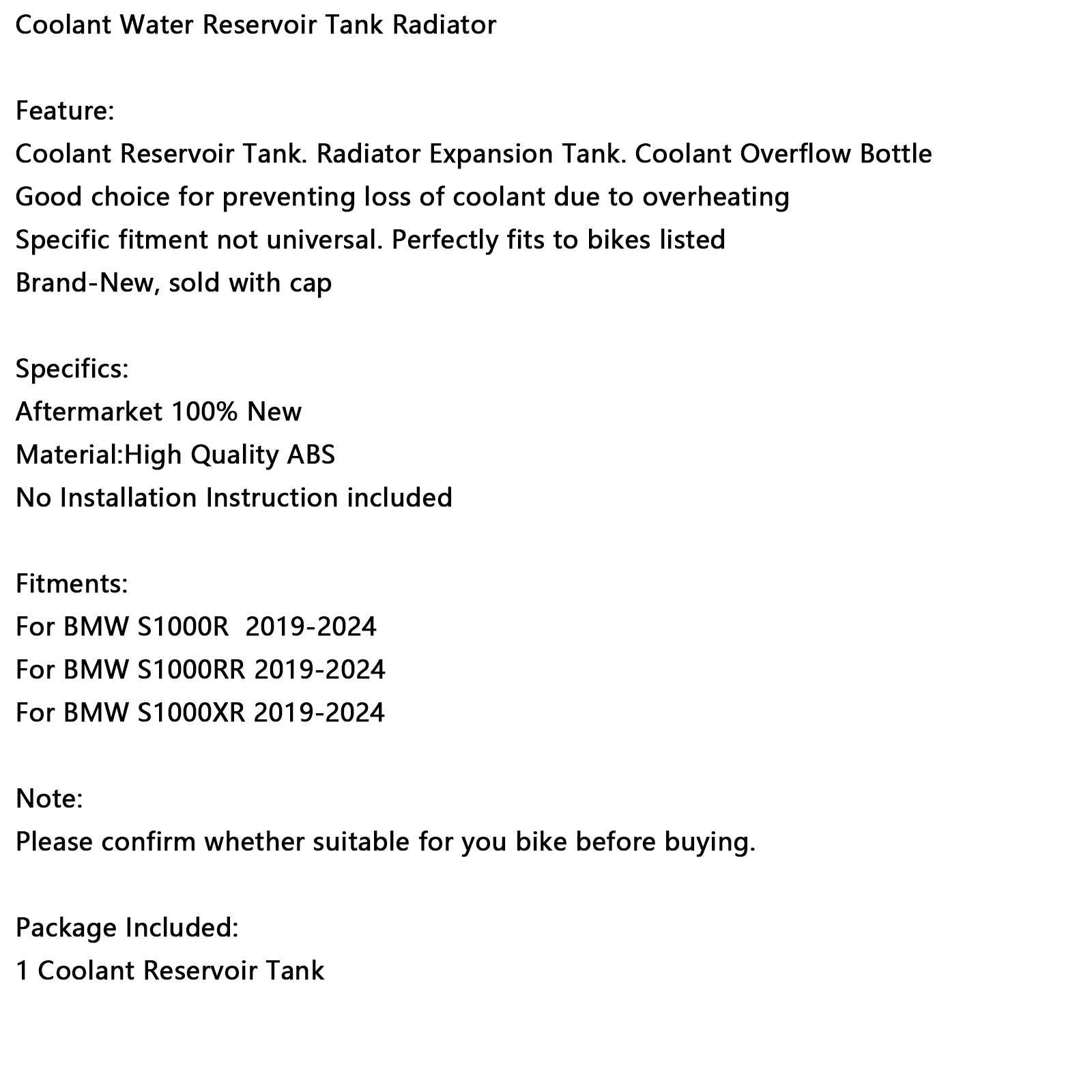 2019-2024 BMW S1000RR chladiace kvapaliny vodná nádrž Tank chladič