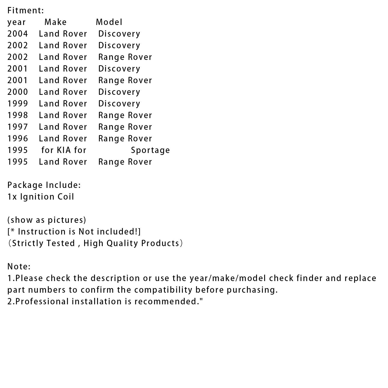 Tenningsspole 0221503407 for Land Rover Discovery Range Rover