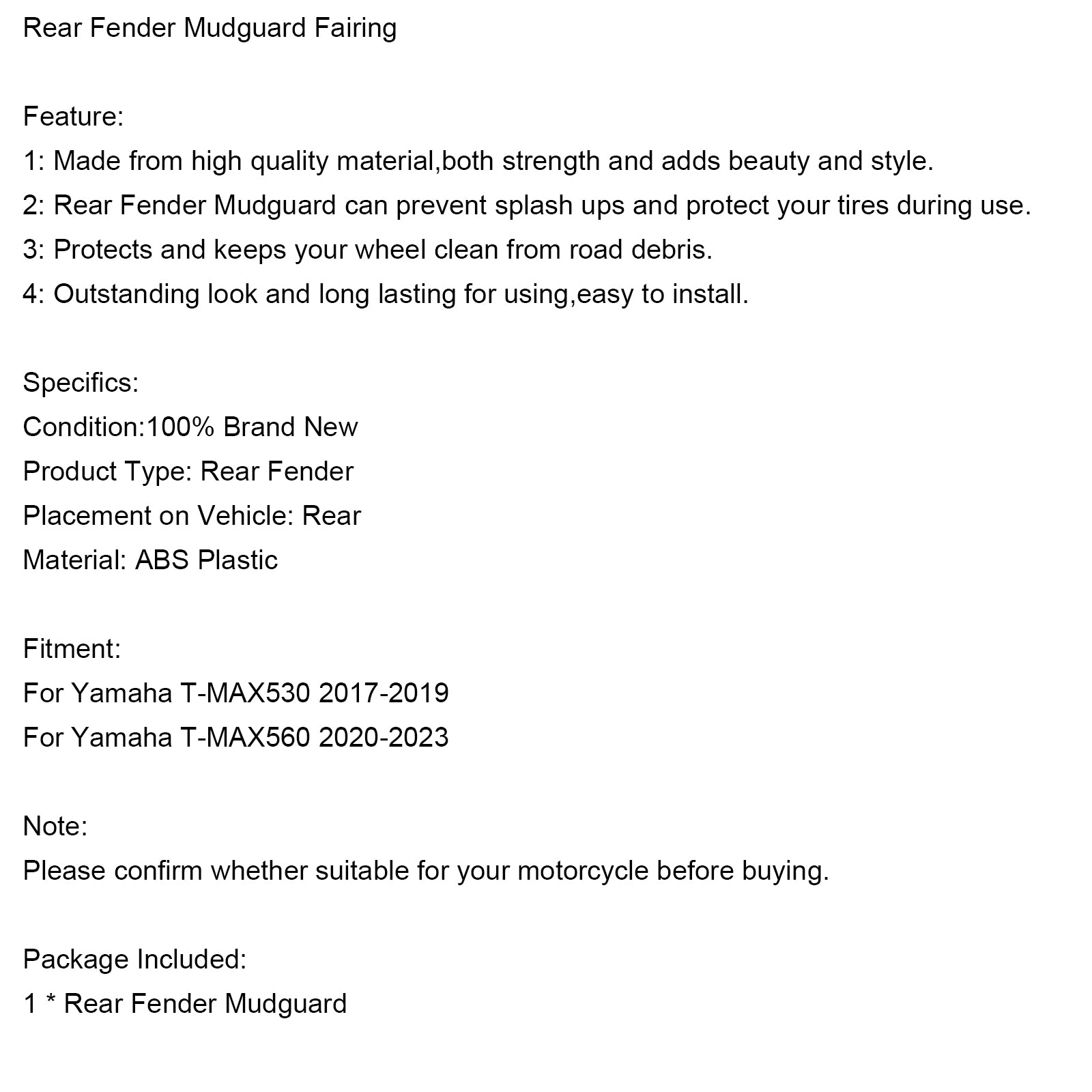 2017-2019 Yamaha T-MAX530 spatbord achterspatbord