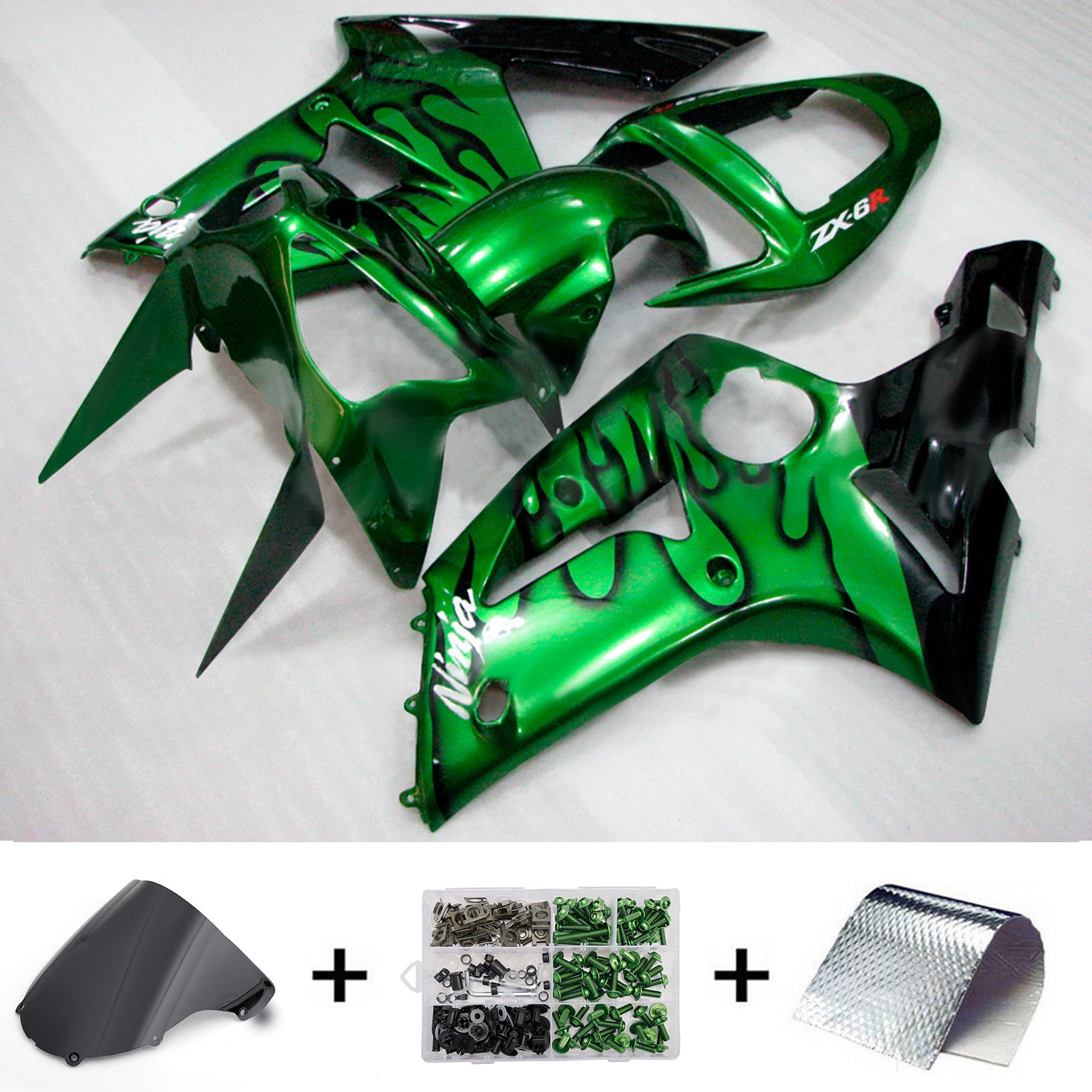Injection Fairing Kit Bodywork Plastic ABS fit For Kawasaki ZX6R 636 2003-2004