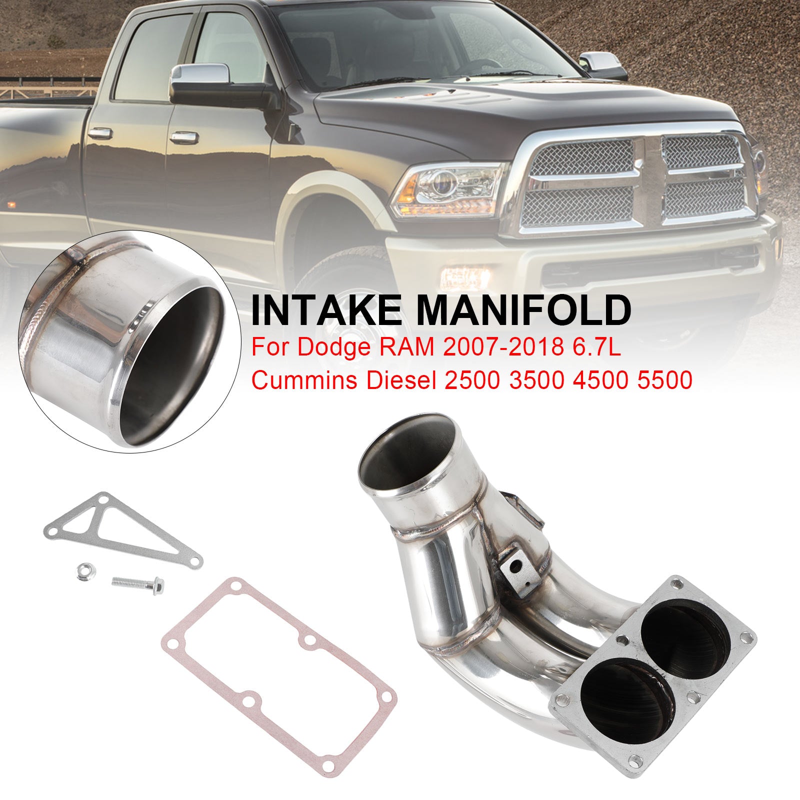 3.5" Innsugningsmanifold passer til Dodge RAM 2007-2018 6,7L Diesel 2500 3500 4500 5500