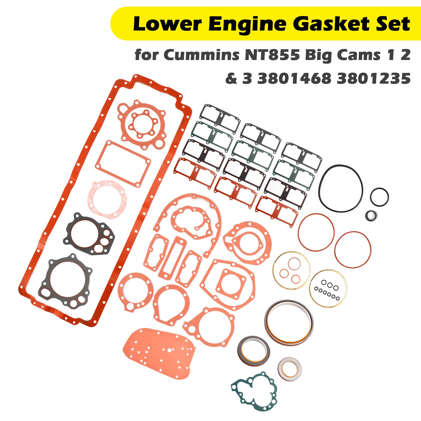 3801235 For Cummins 855 Big Cam IV STC NT NTC Lower Engine Gasket Set