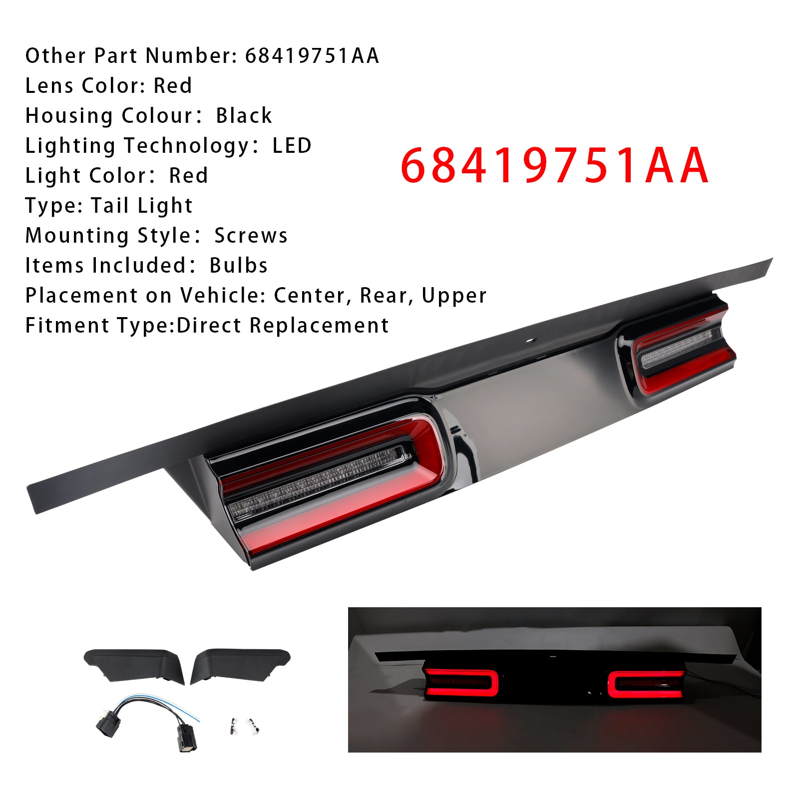 Záložná záložná lampa LAMP LIFT LED pre Dodge Challenger SRT Hellcat 2015-2023