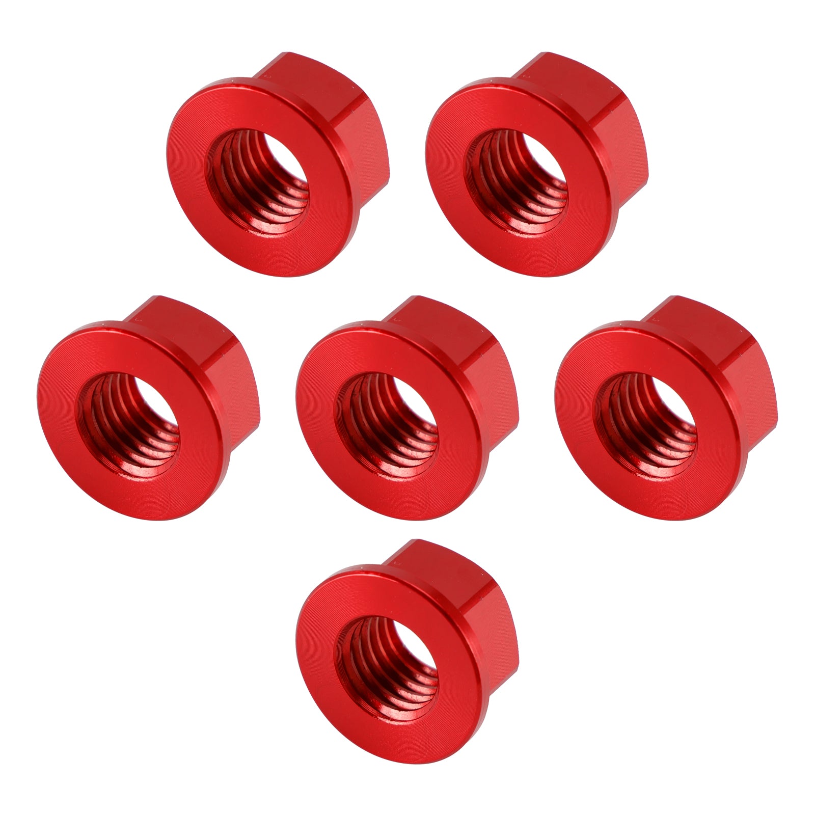 6 Pack Aluminum Rear Sprocket Flange Nuts M10X1.5mm Red For Motorcycle Bike