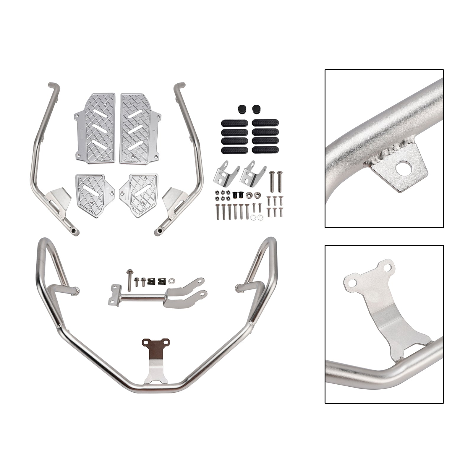 Upper Lower Kit Engine Guard Frame Crash Bar Silver For Honda Adv350 2022-2025