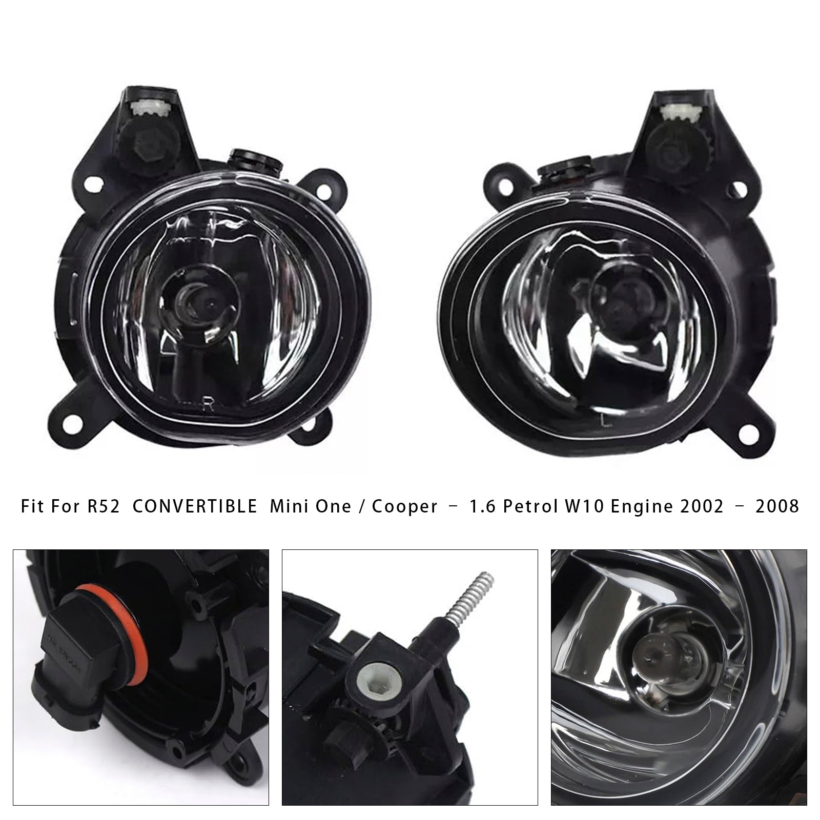 Pair Front Bumper Fog Lights For Mini Cooper One R50 R52 R53 63176925050
