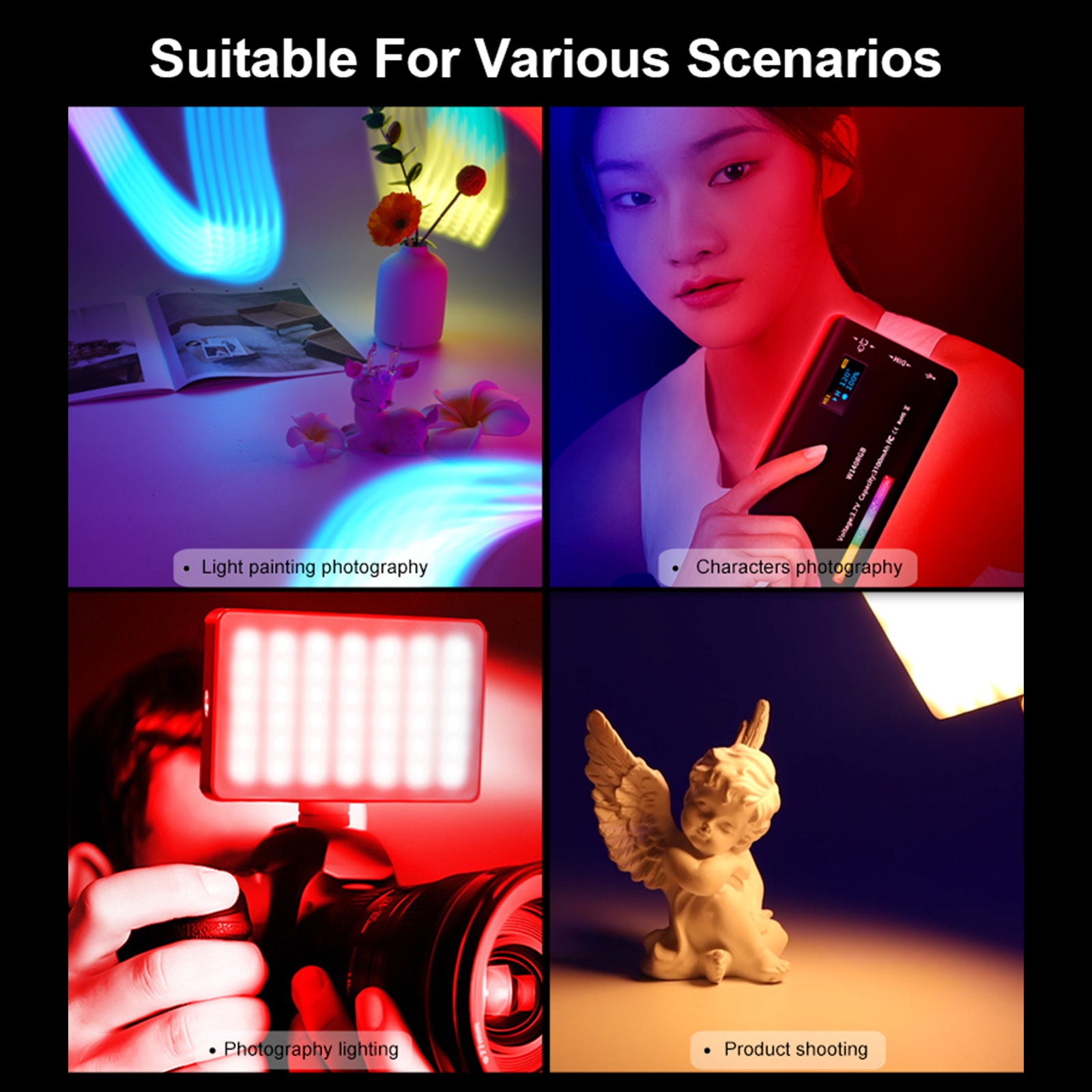 W140 RGB LED-videolampa fyllnadsljus videokamera mobiltelefon live skönhet utomhus