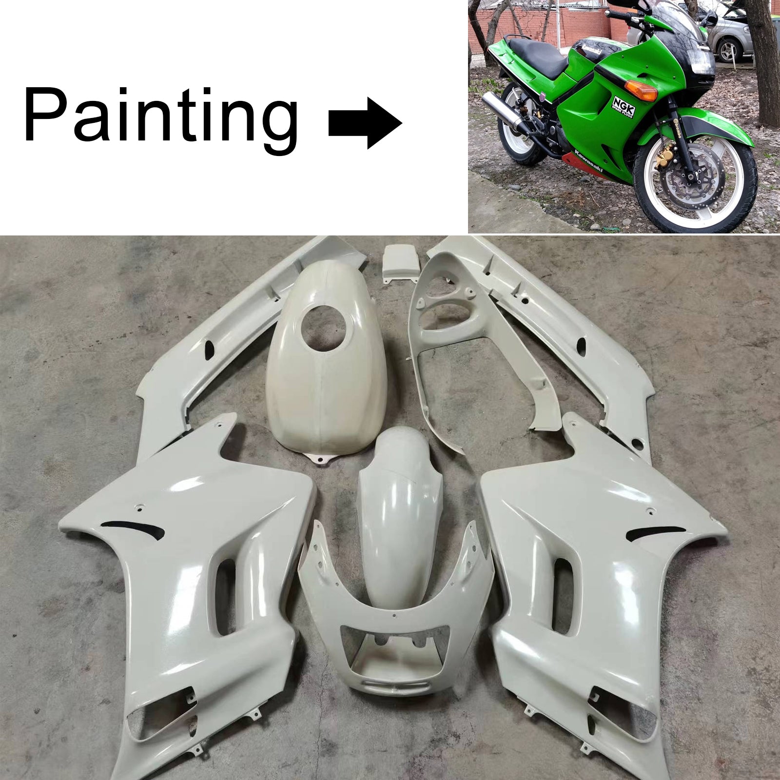 1996-2007 Kawasaki ZZR250 injektionsmässa kit Bodywork ABS