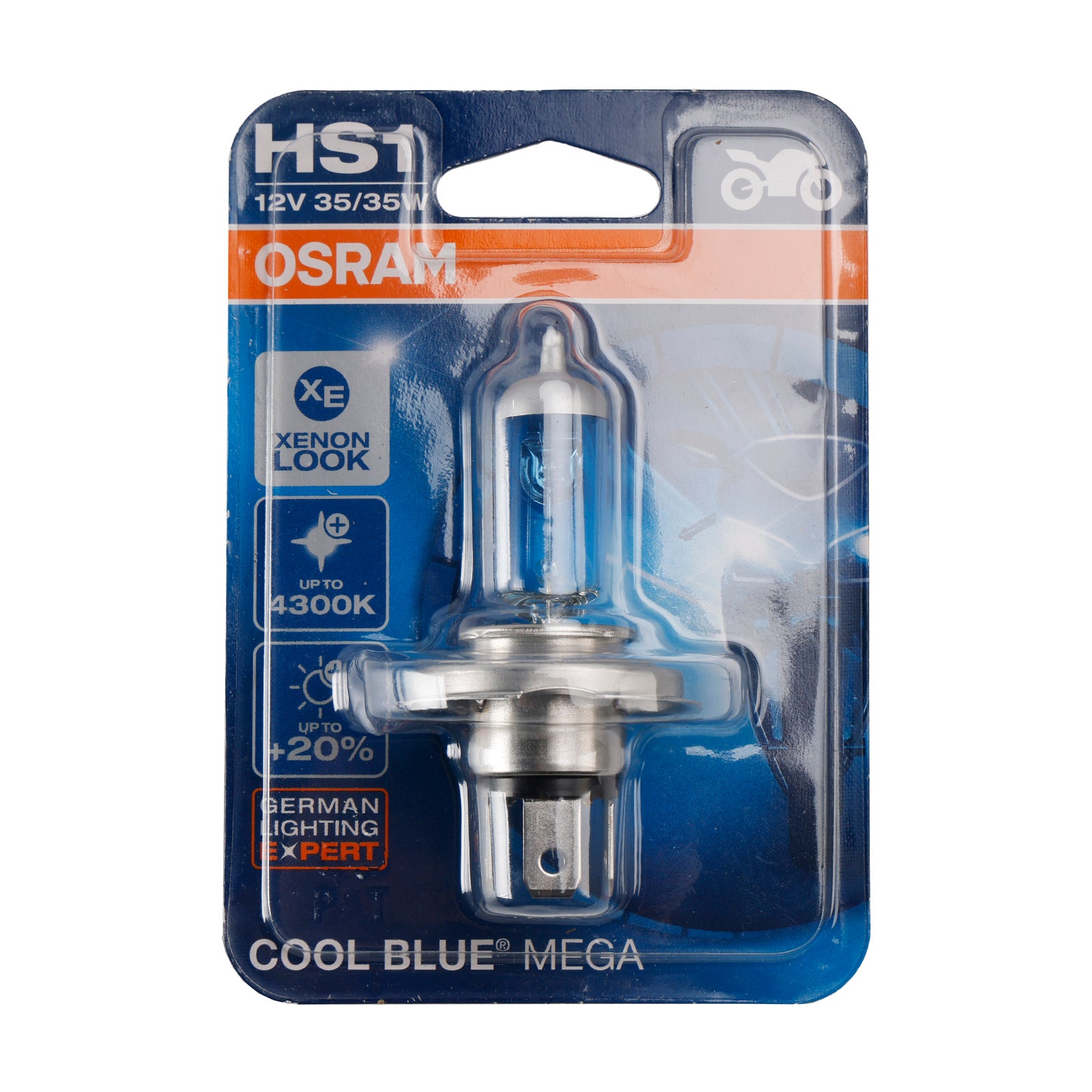 Motocyklová žiarovka Cool modrá mega hs1 64185 cbm px43t 12v 35/35W 4300k pre Osram