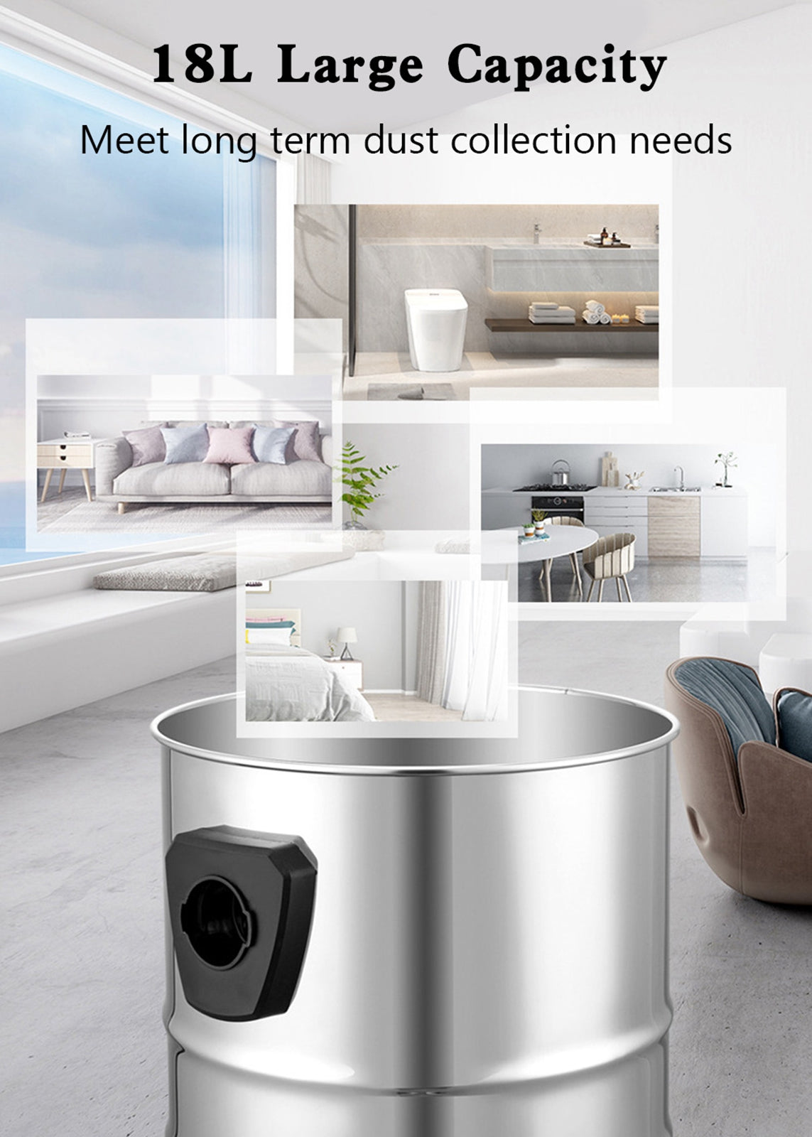 5 gallon stål rustfritt våt/tørrbeholder vac shop støvsuger 1800w