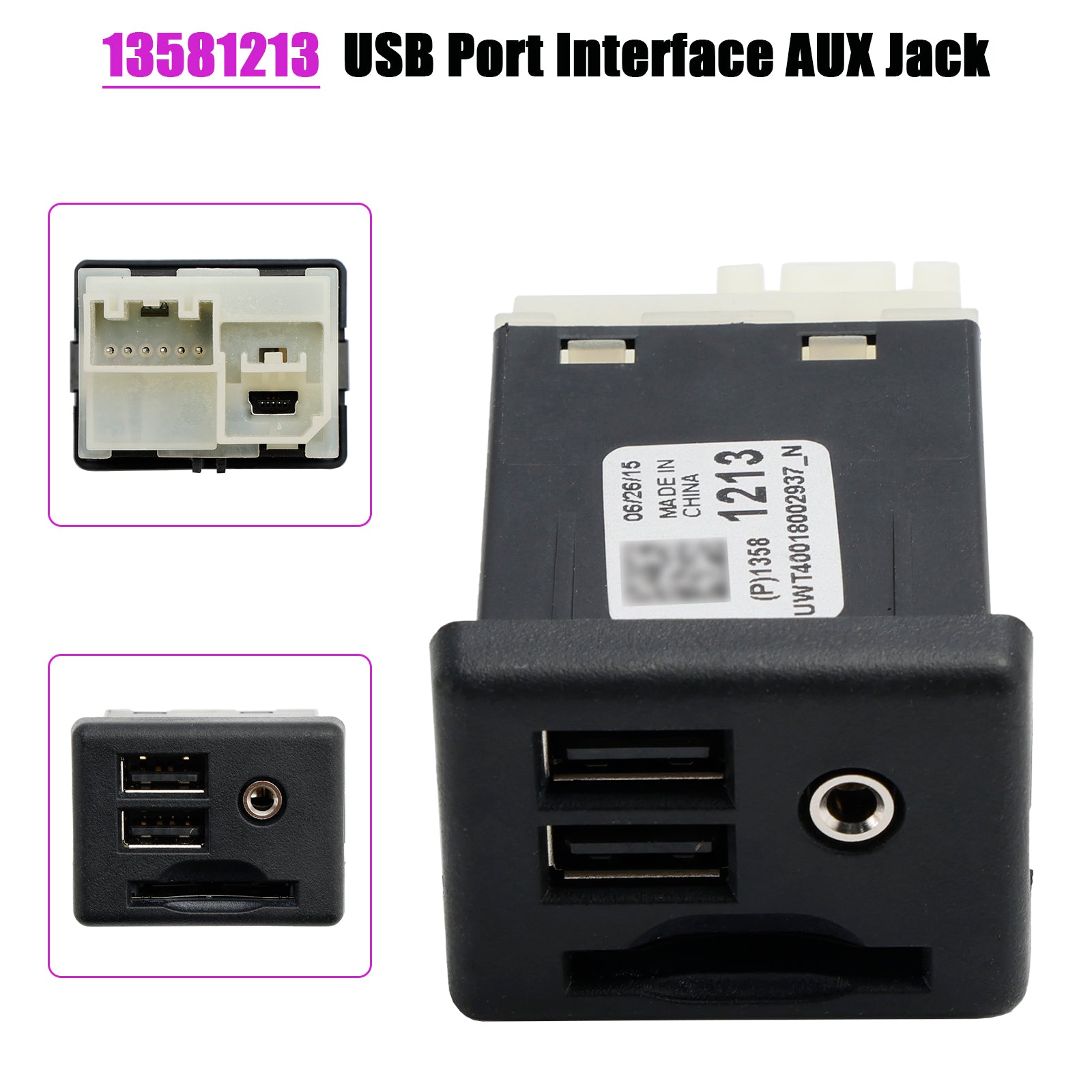 13581213 Interface de cartão SD da porta USB dupla para Jack Aux para GMC Cadillac XTS CTS ATS