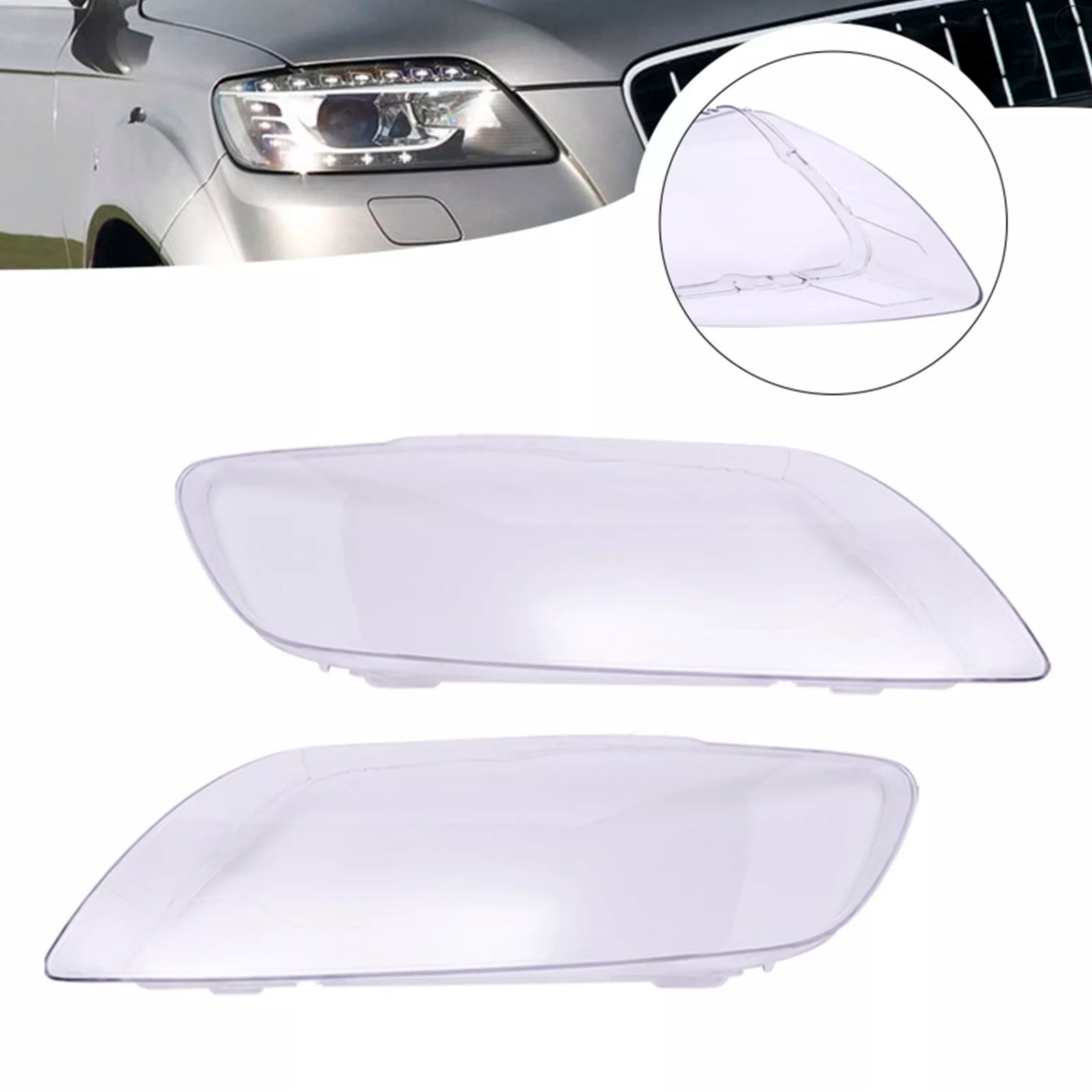 Cubierta transparente de cristal para faro delantero de 2 uds para Audi Q7 2006-2015