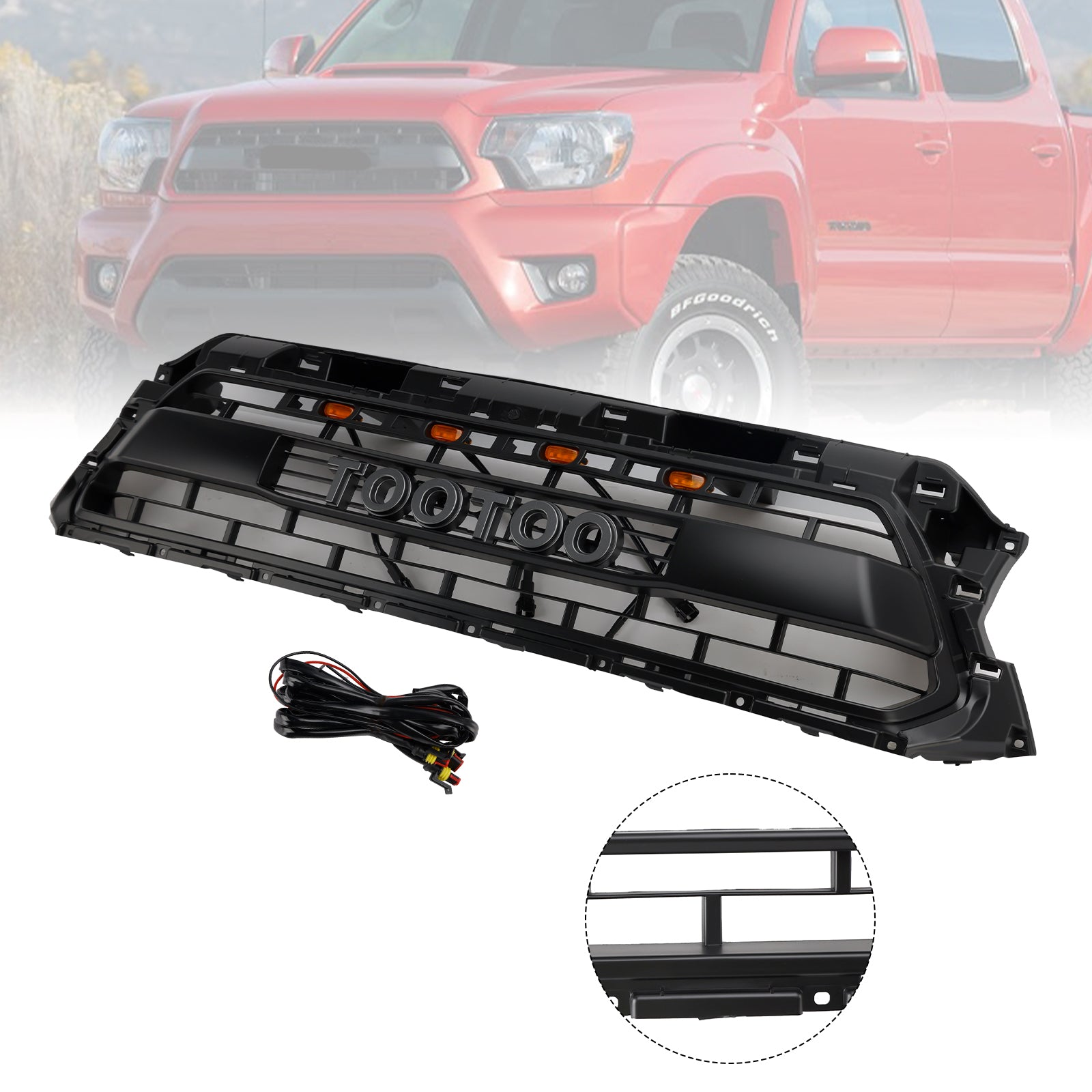 Front Honeycomb Grill Grille PTR54-35150 Fit Toyota Tacoma 2012-2015 TRD PRO