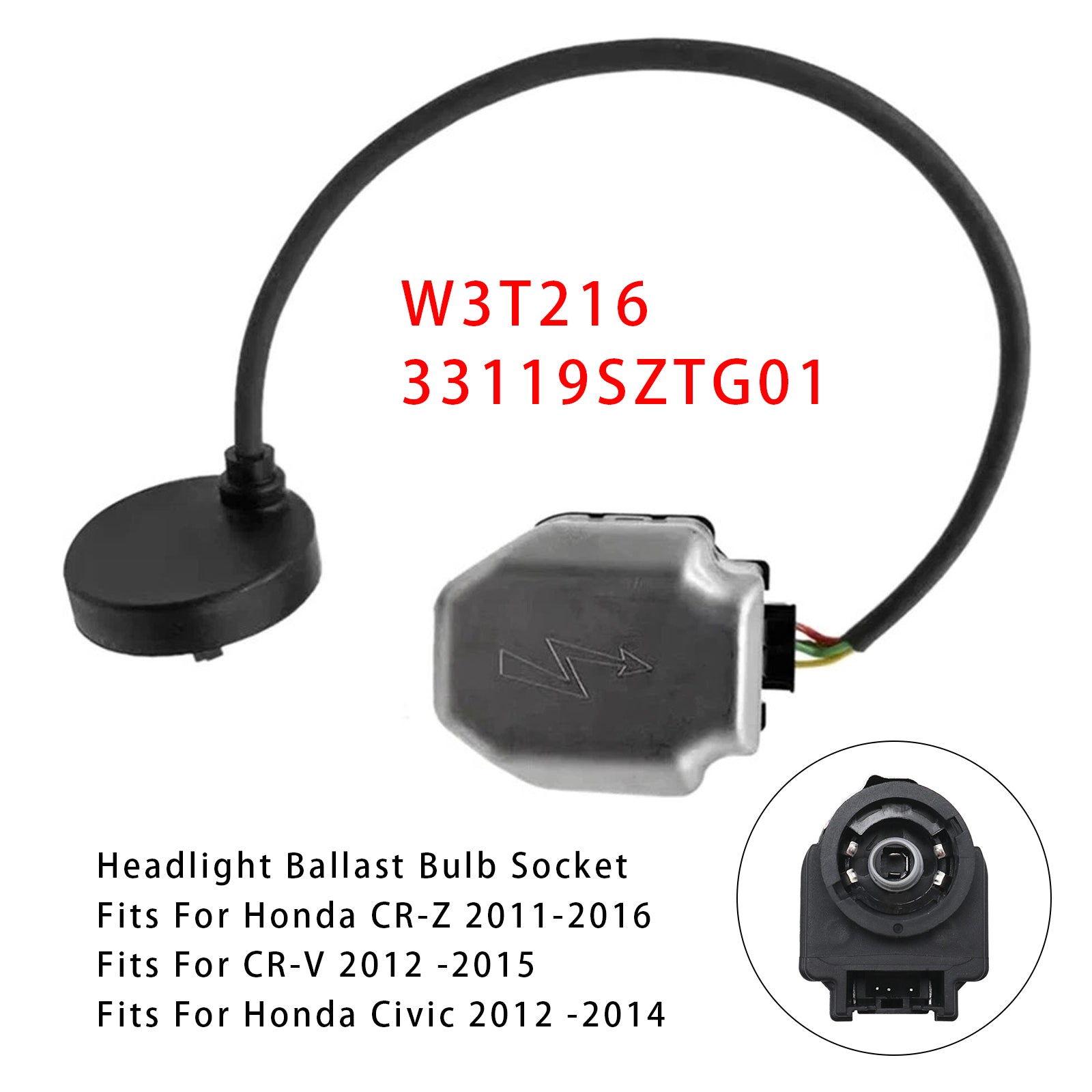 Douille pour ampoule à ballast xénon HID W3T216 Pour Honda CR-V Civic CR-Z Mazda CX9 CX5 3