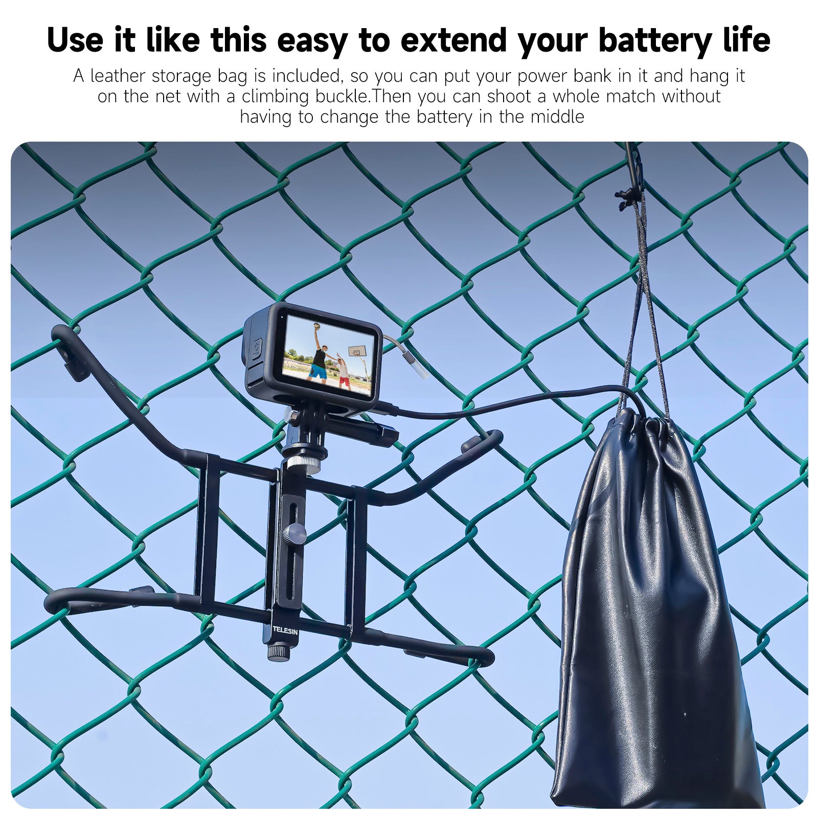 Baseball Tennis Live Broadcast Hanging Net Bracket Stand for GoPro DJI Action4