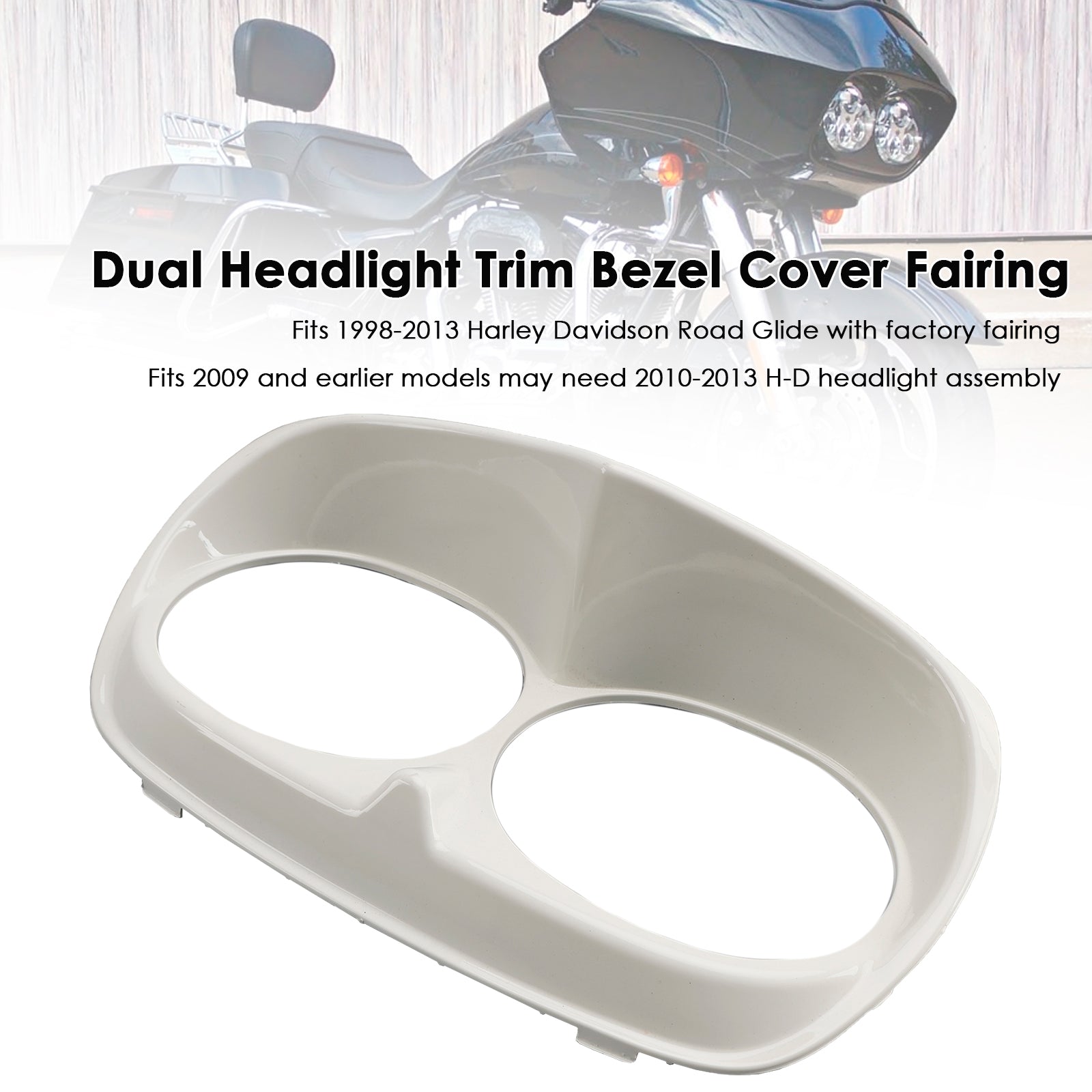 Dual Headlight Trim Bezel Cover Fairing For Road Glide 1998-2013