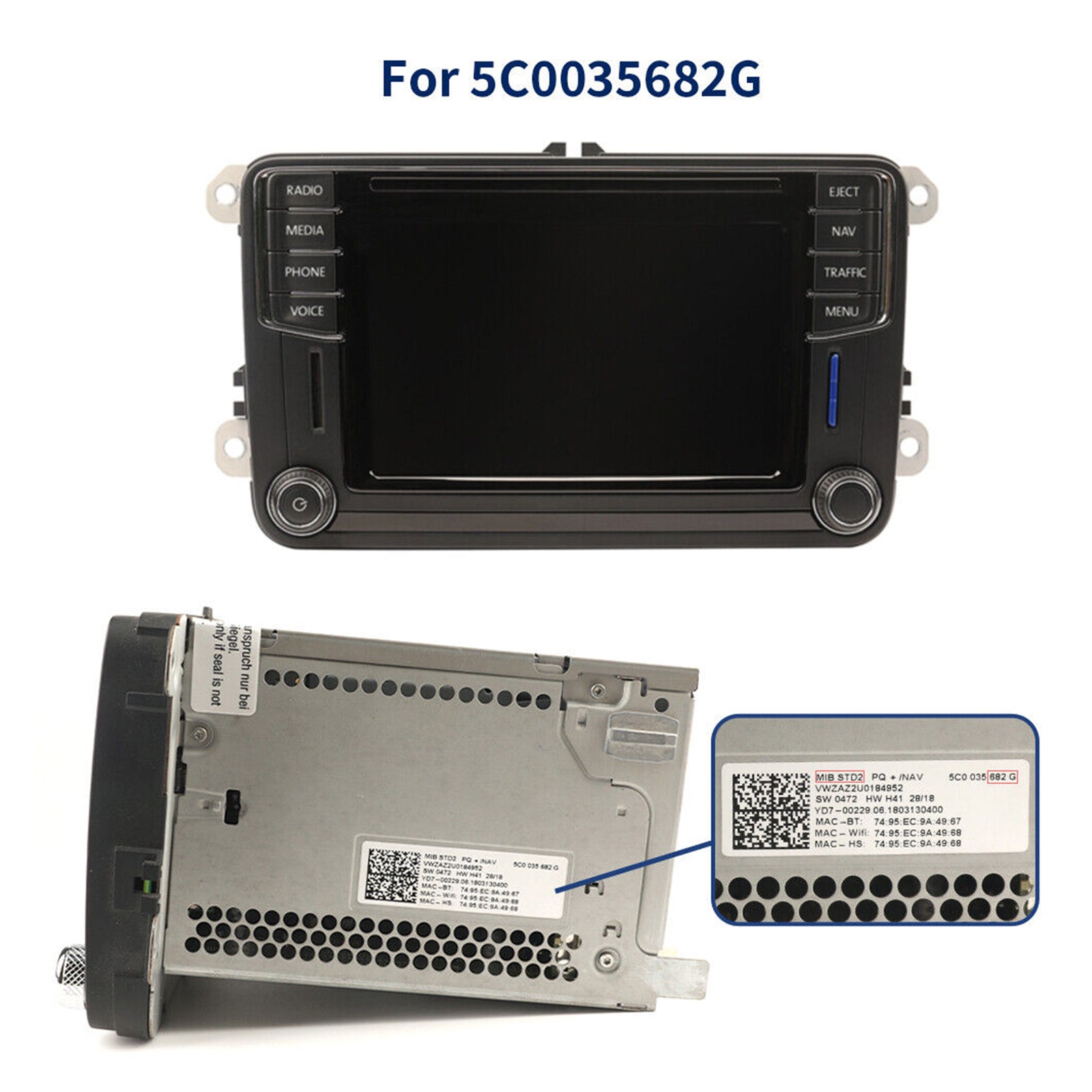 6.5" LCD-touchscreen voor VW Skoda MIB STD2 684 200 TDO-WVGA0633F00045