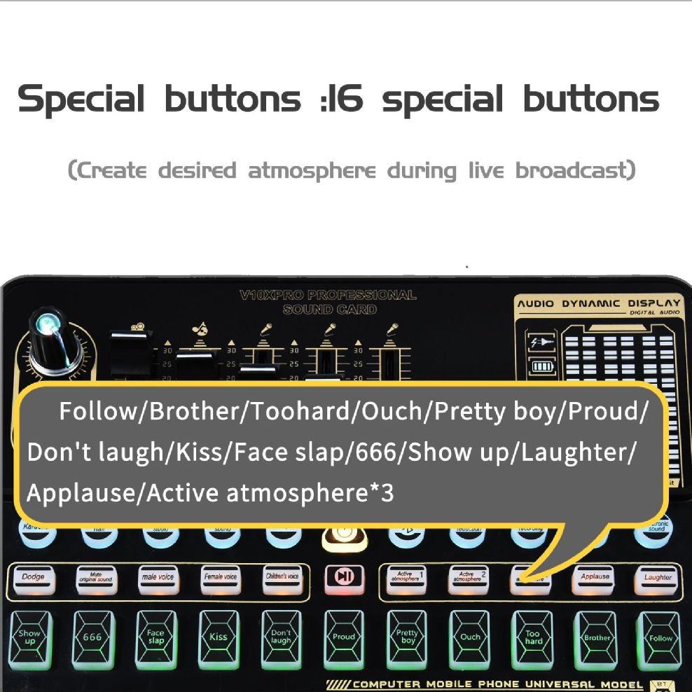 V10 Sound Card Live Sound Card Mobiltelefon Karaoke Computer Live Broadcast Tik Tok Equipment