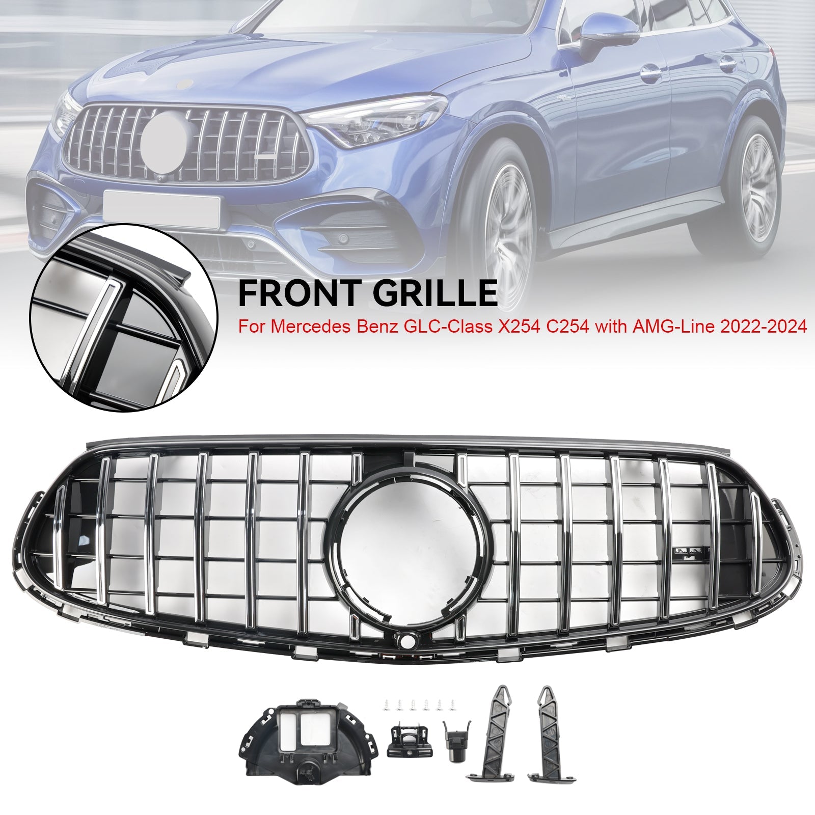 2022 2023 2024 Mercedes GLC X254 C254 met AMG-Line voorbumper bovenste grillrooster
