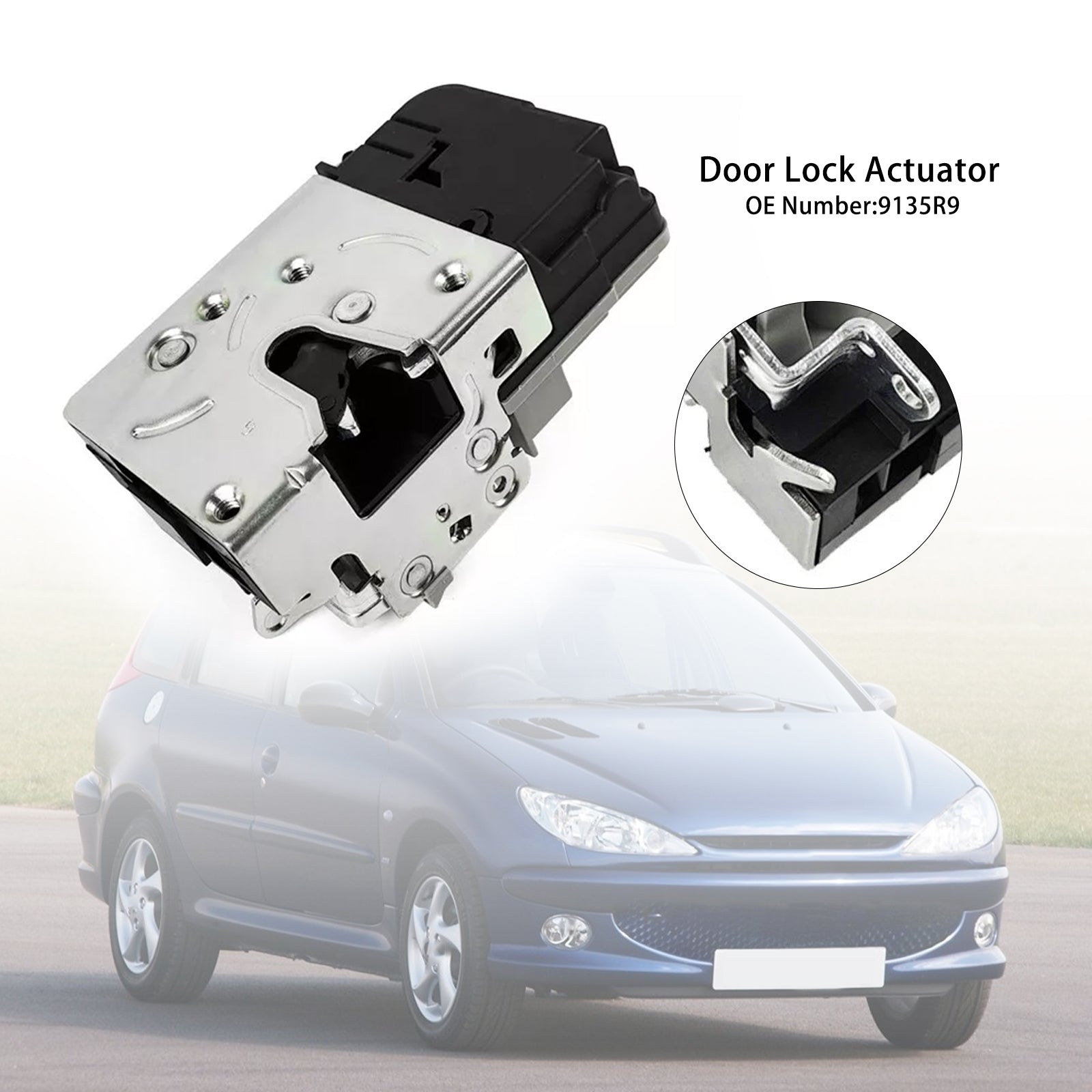 Actionneur de verrouillage de porte côté conducteur avant 9135R9 pour Peugeot 206 1998-2012