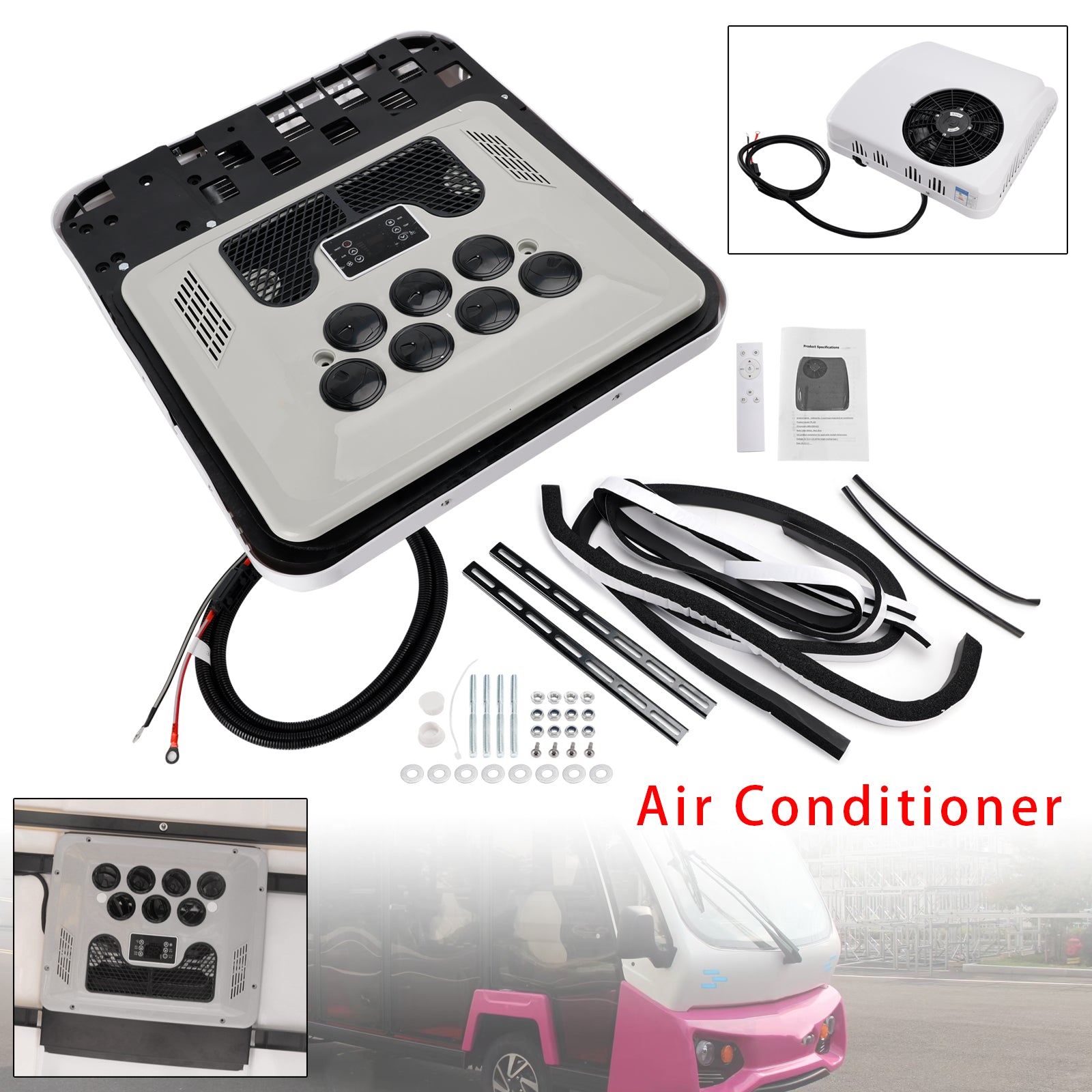 24V RV Air Conditioner Heat Pump Non-Ducted Unit Heater/Cooling For Campers RV
