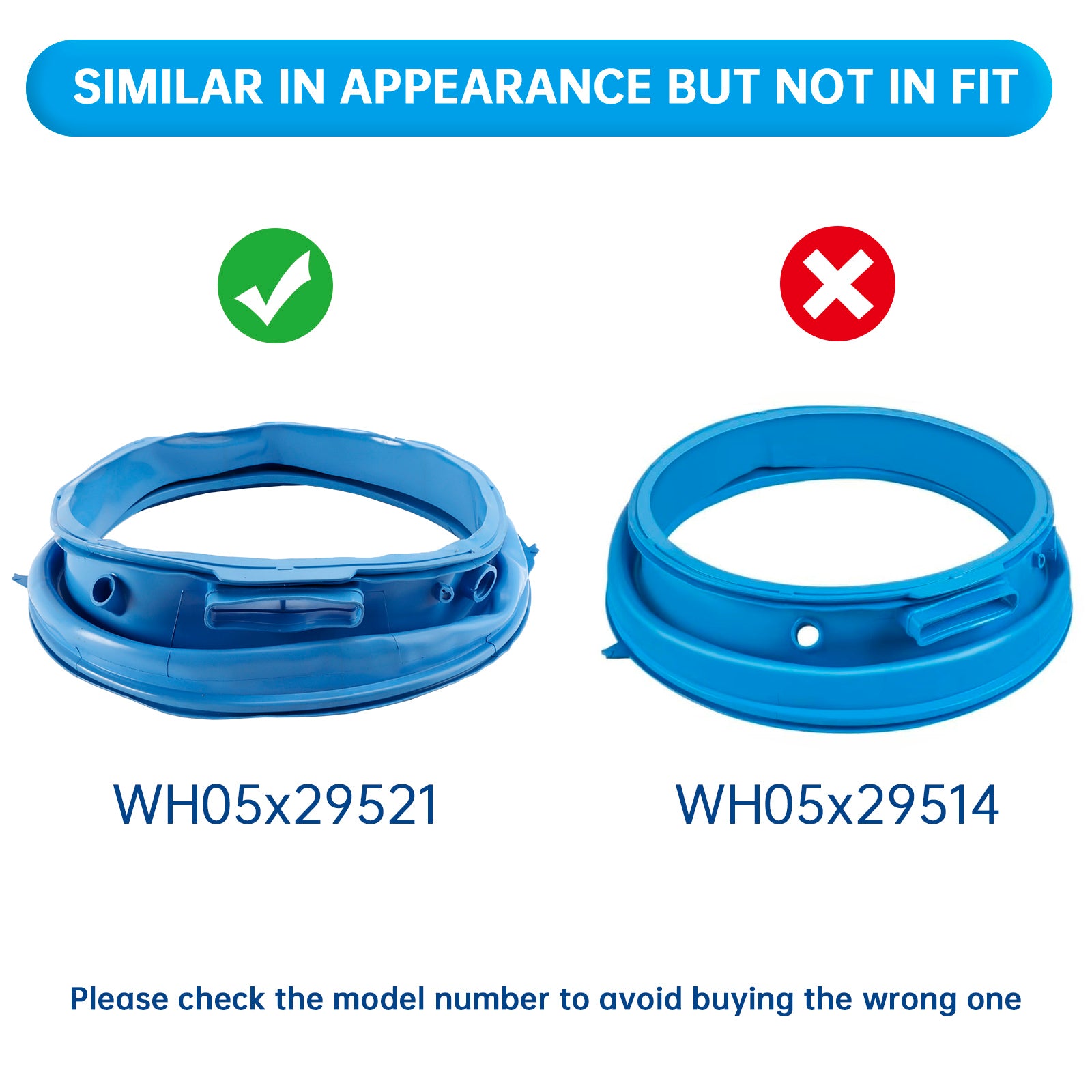 WH05X29521 Junta de vedação da porta da lavadora para máquina de lavar GE GFW550SSN0WW